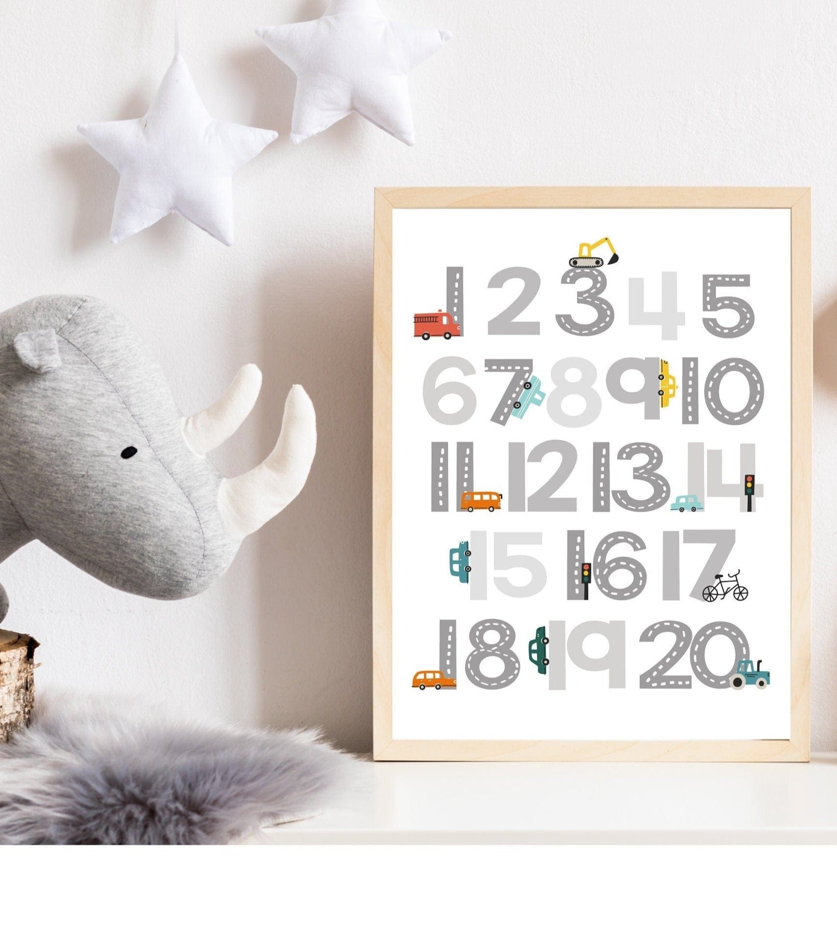 nursery art print baby nursery bedroom decor 123 printable - Car numbers print - Car nursery prints - Boys room wall decor - Car poster print - Numbers poster - Nursery decor - H2304