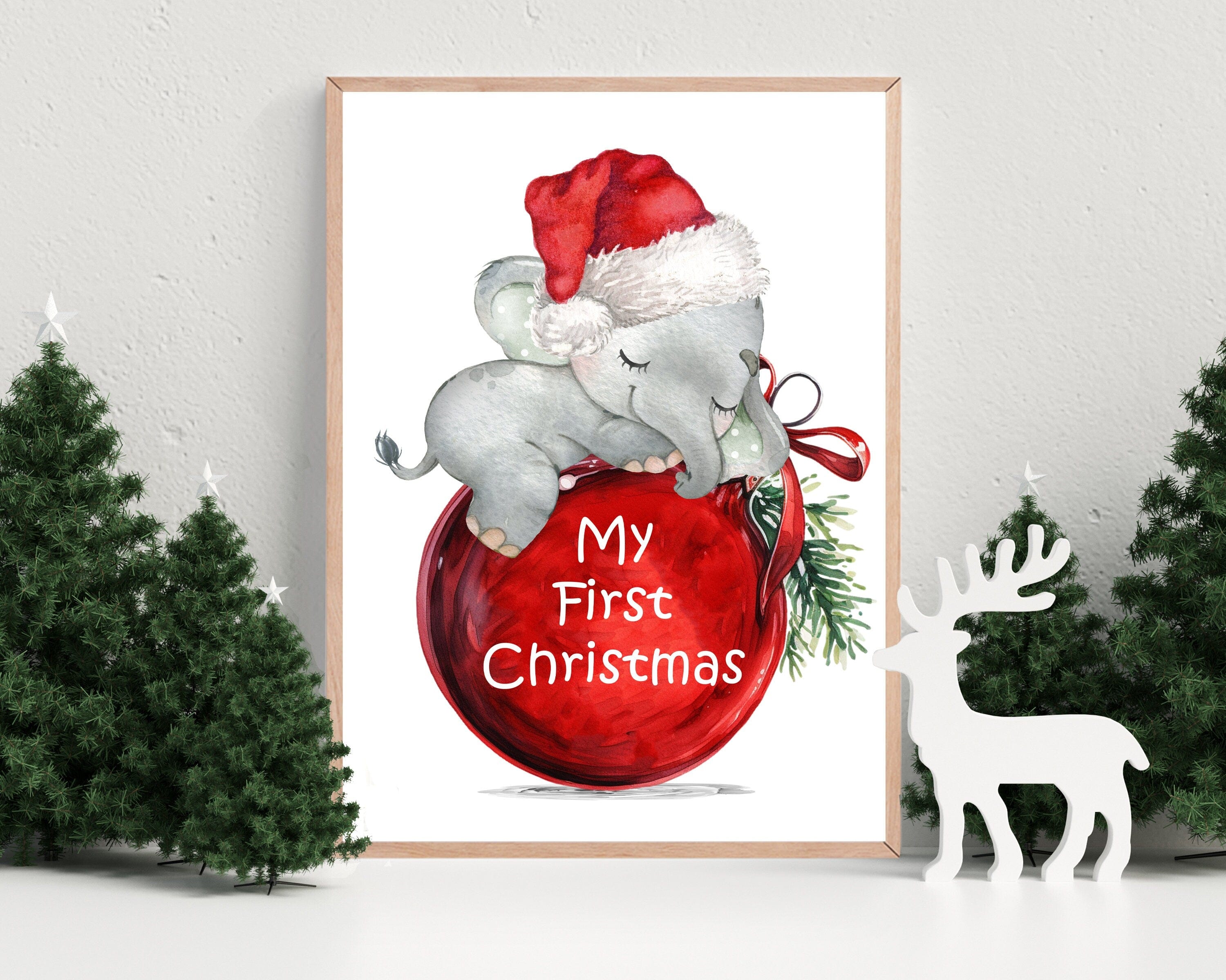 nursery art print baby nursery bedroom decor Baby's First Christmas Ornament Print - Christmas Wall Art - Nursery Decor - My 1st Christmas - Christ keepsake - H2950