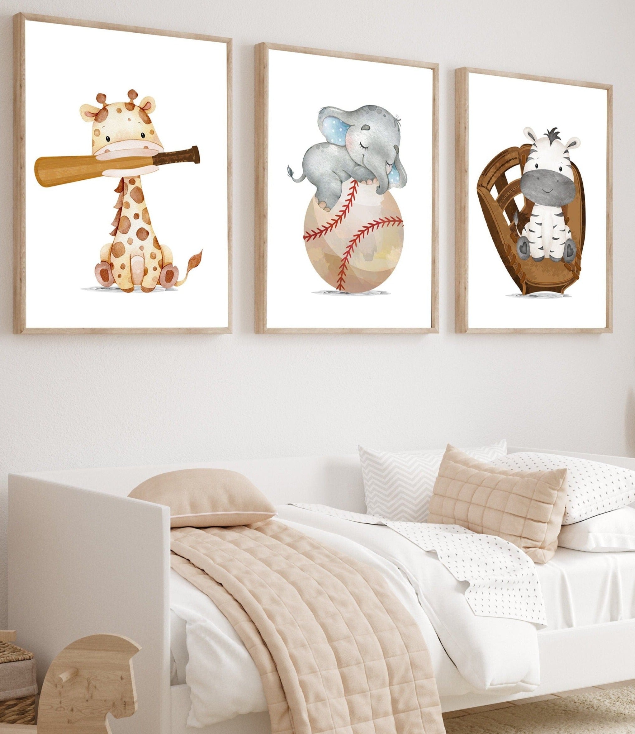 nursery art print baby nursery bedroom decor Baby sports animals - Baseball nursery decor - Baby boy sports nursery - Animal sports - Baseball print set - Nursery sports decor - H2824