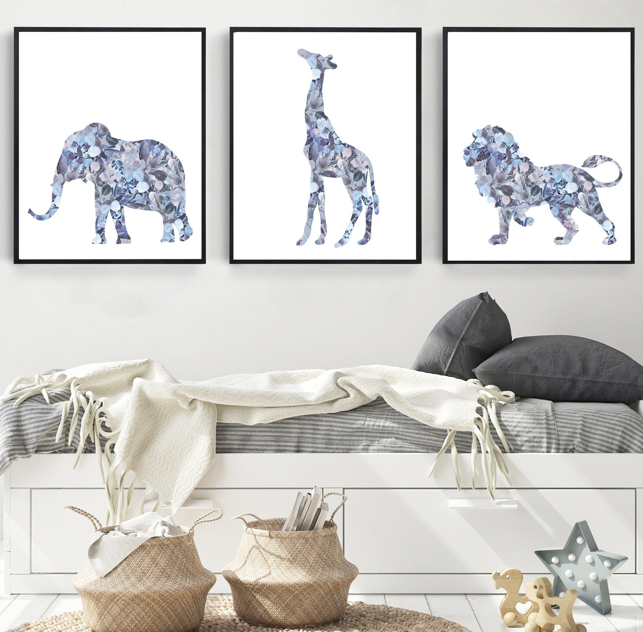 nursery art print baby nursery bedroom decor Boy Nursery Decor - Blue nursery print - Boy Safari nursery - Baby boy nursery art - Watercolor Safari print - Baby animal prints - Instant