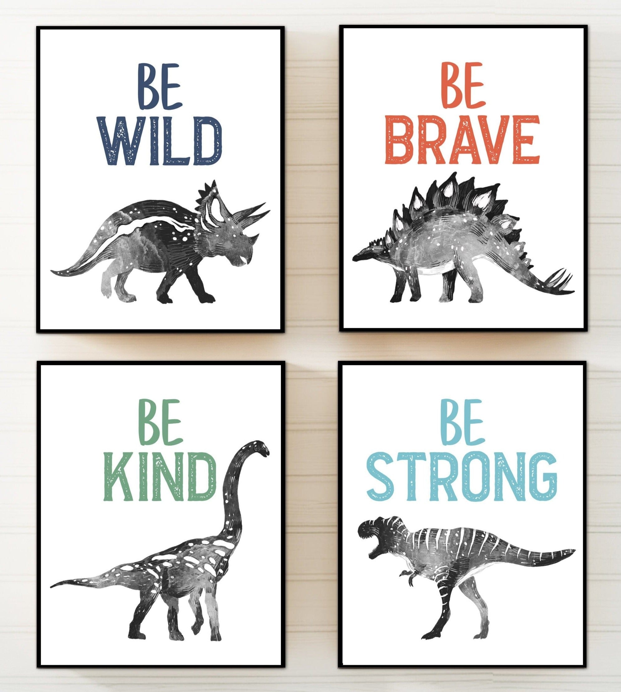 nursery art print baby nursery bedroom decor Boys Dinosaur wall art - Dinosaur poster - Nursery wall art - Dinosaur prints - Dinosaur printable - Toddler Dinosaur room - Set of 4 -H2807