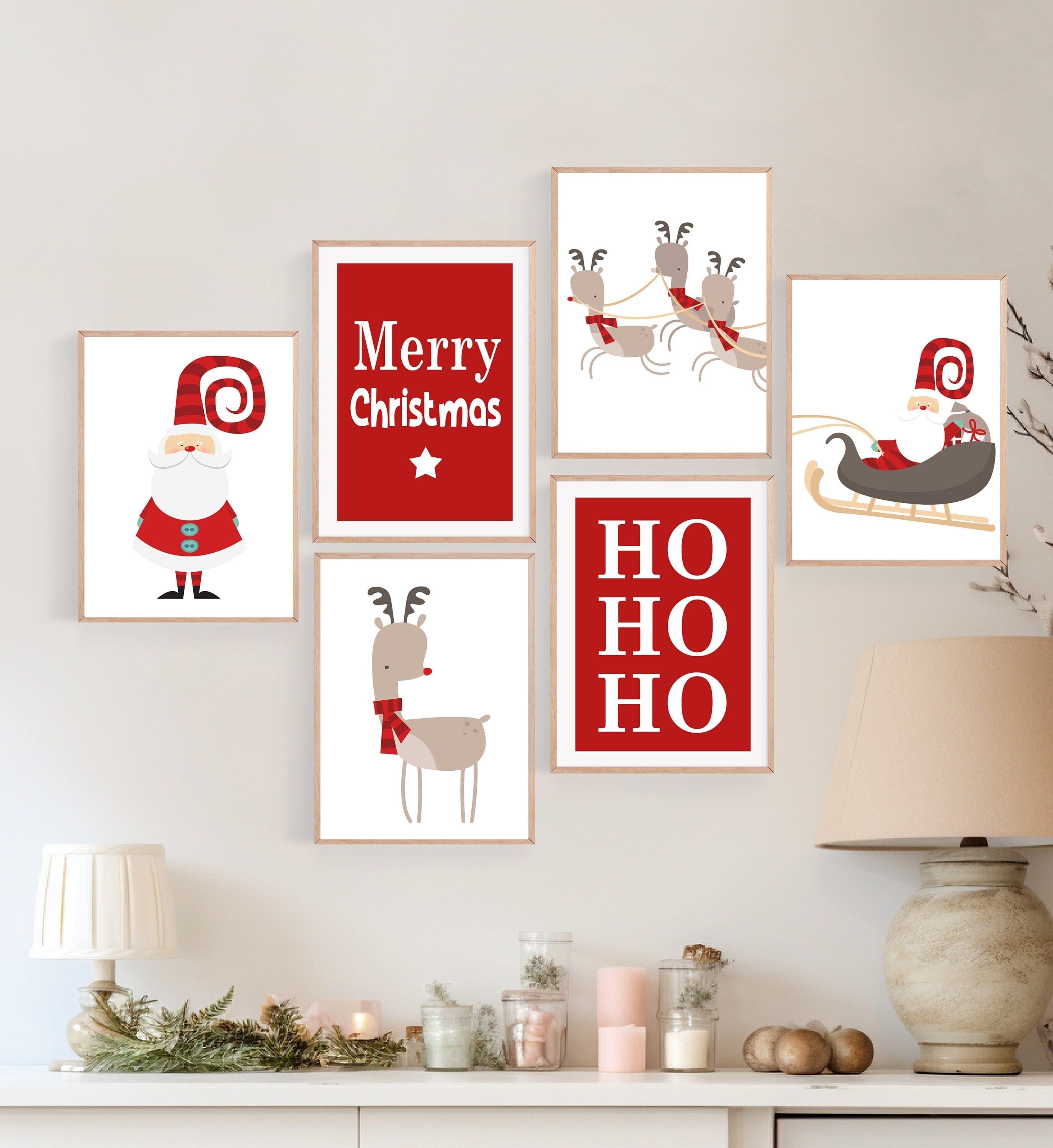 nursery art print baby nursery bedroom decor Christmas Decor Prints | Santa Claus and Reindeer Wall Art | Christmas Wall Art | Santa Claus and Reindeer Prints |  Merry Christmas | H2952