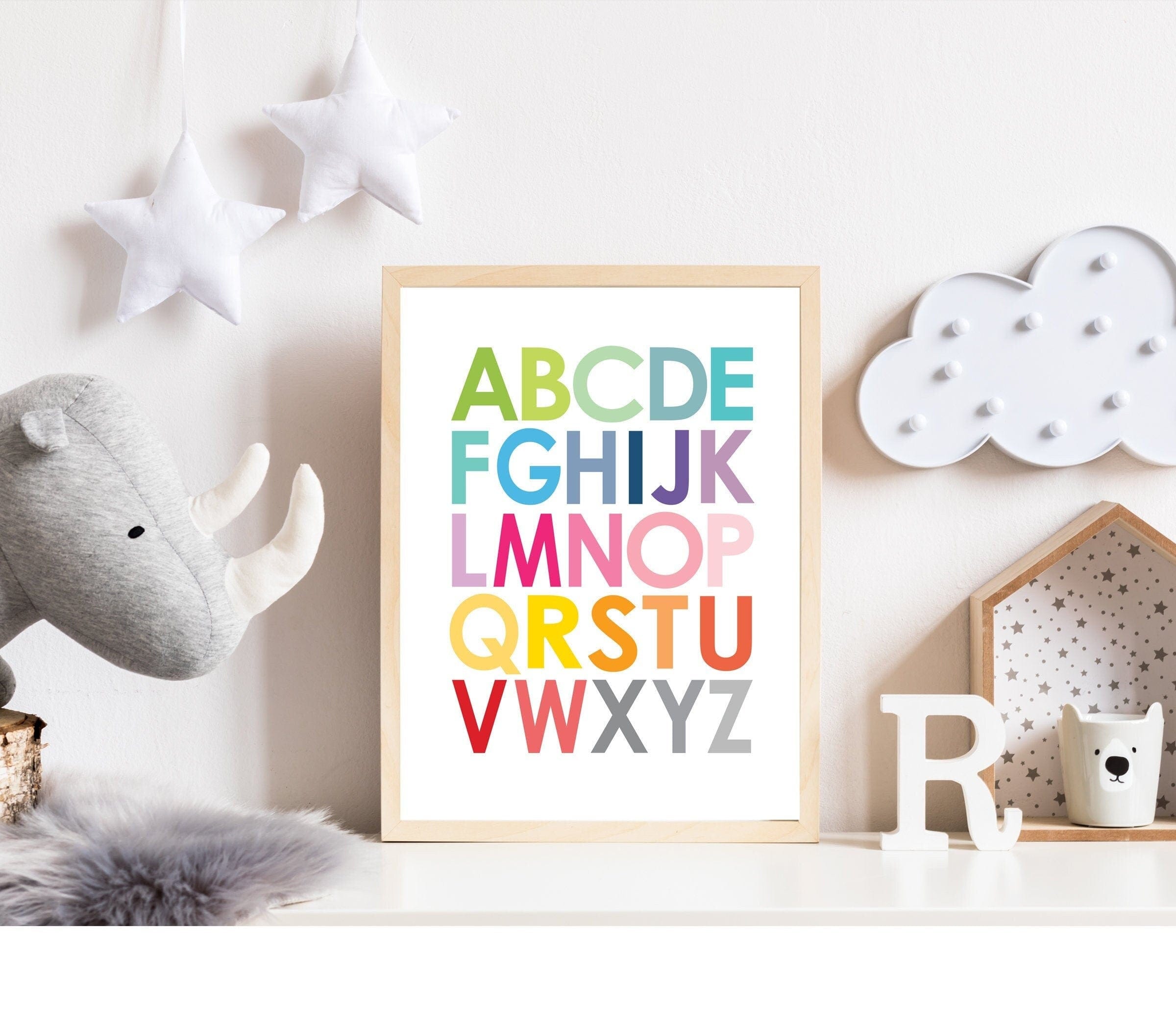 nursery art print baby nursery bedroom decor Colorful alphabet print - ABC print - Alphabet poster - Alphabet wall art -  Playroom wall art - Large Alphabet print - Educational wall art