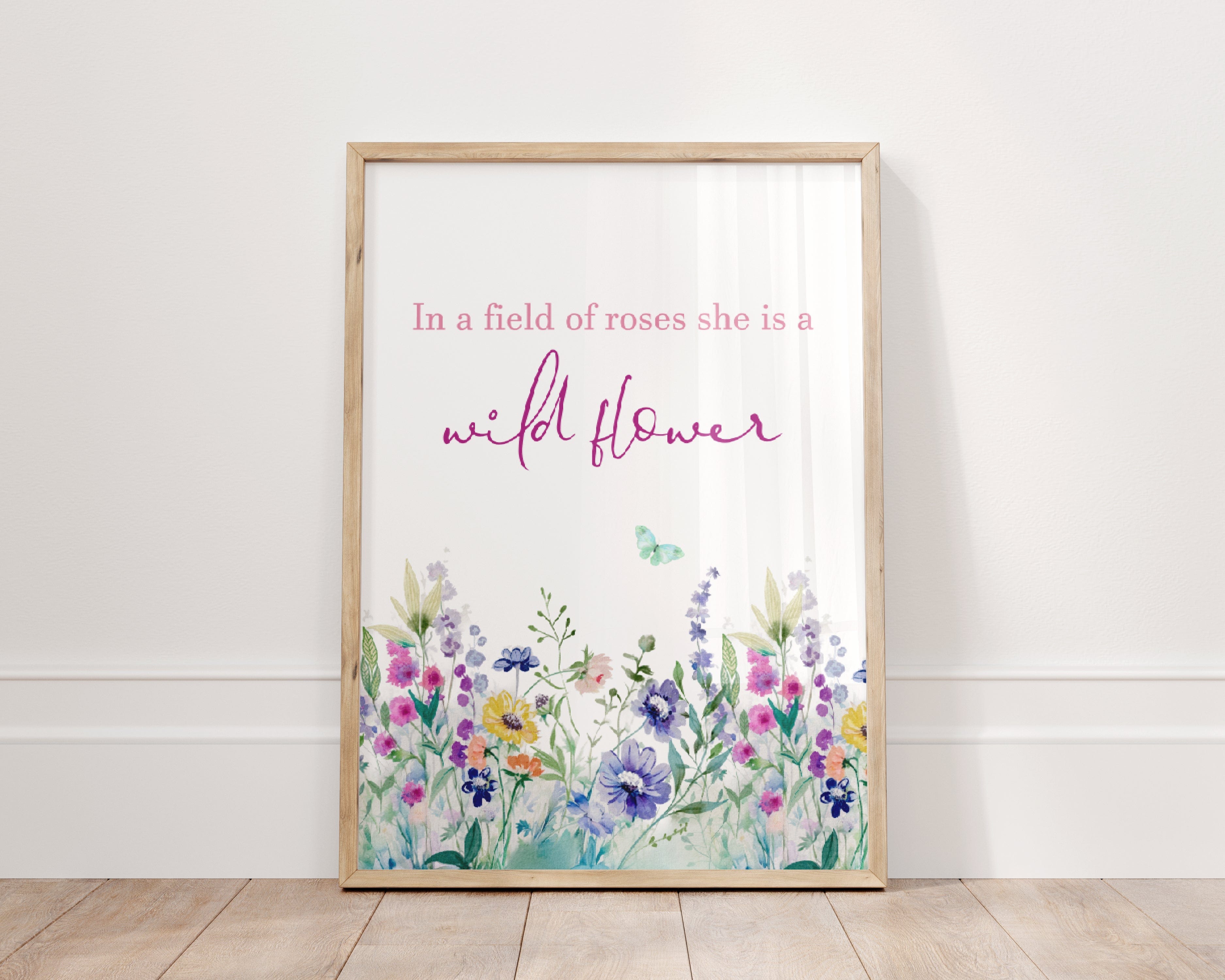 nursery art print baby nursery bedroom decor Colorful Wildflower Art Print, Flower Art, Modern Floral Print, Watercolor Wildflower Print, Inspirational Quote,  Digital Print, H3131