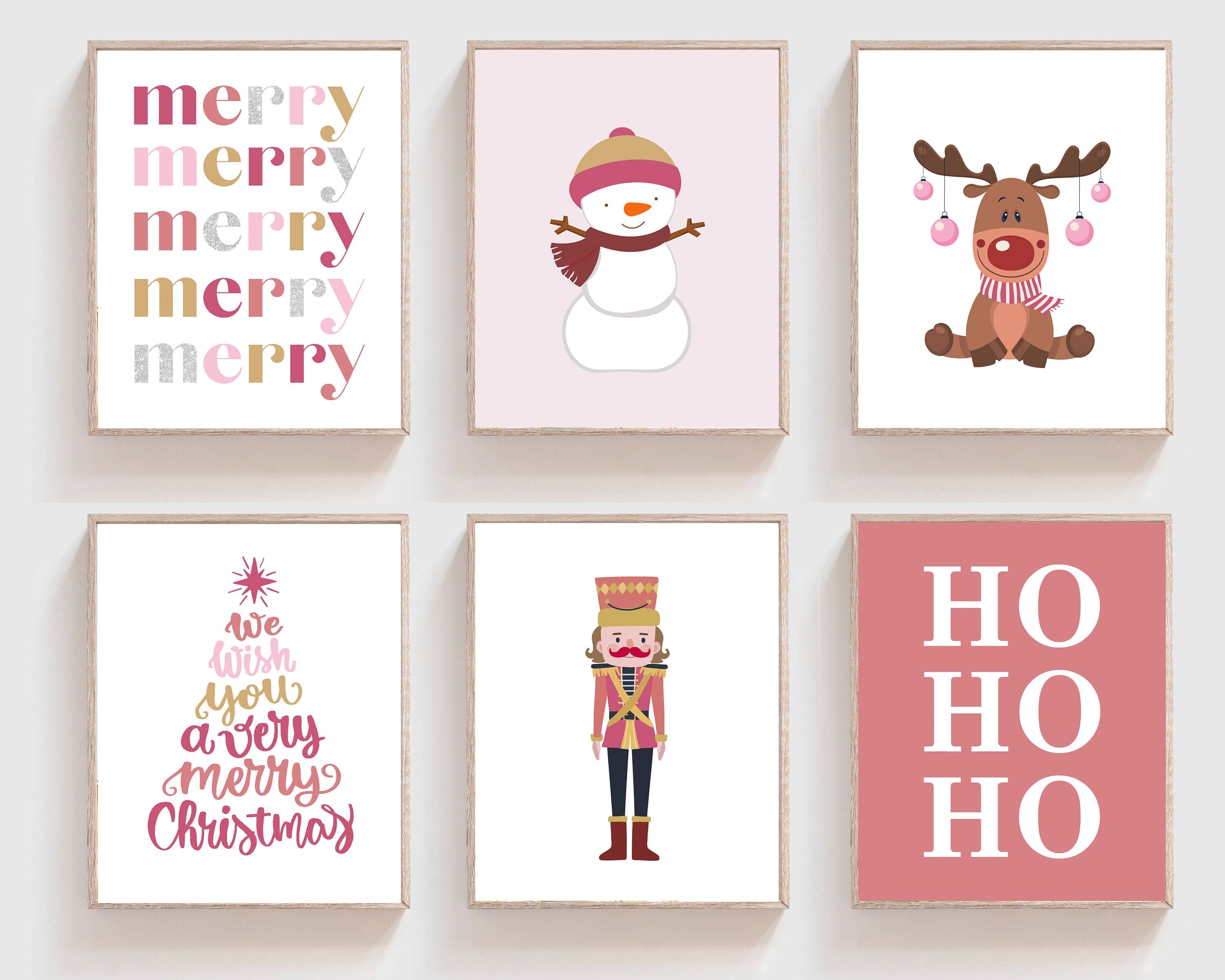 nursery art print baby nursery bedroom decor Gallery Set of 6 Christmas Themed Prints | Christmas Printable Decor | Christmas decorations | Christmas Wall Art Print | Reindeer | H2956