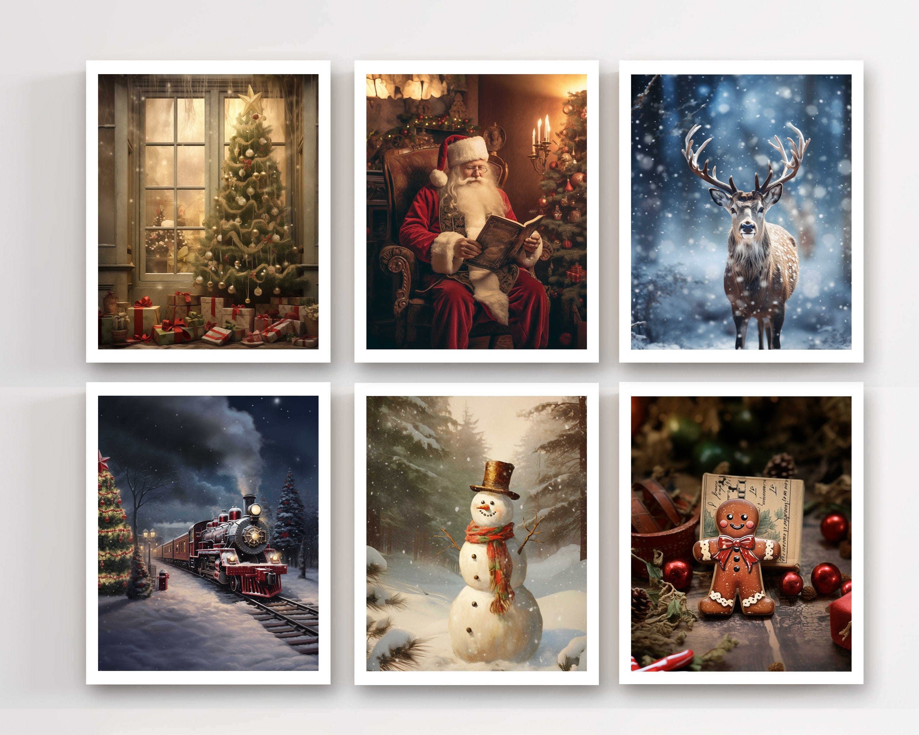 nursery art print baby nursery bedroom decor Gallery Set of 6 Classic Christmas Prints, Santa Print, Xmas Printable Home Decor, Christmas decorations, Christmas Wall Art Print, H2958