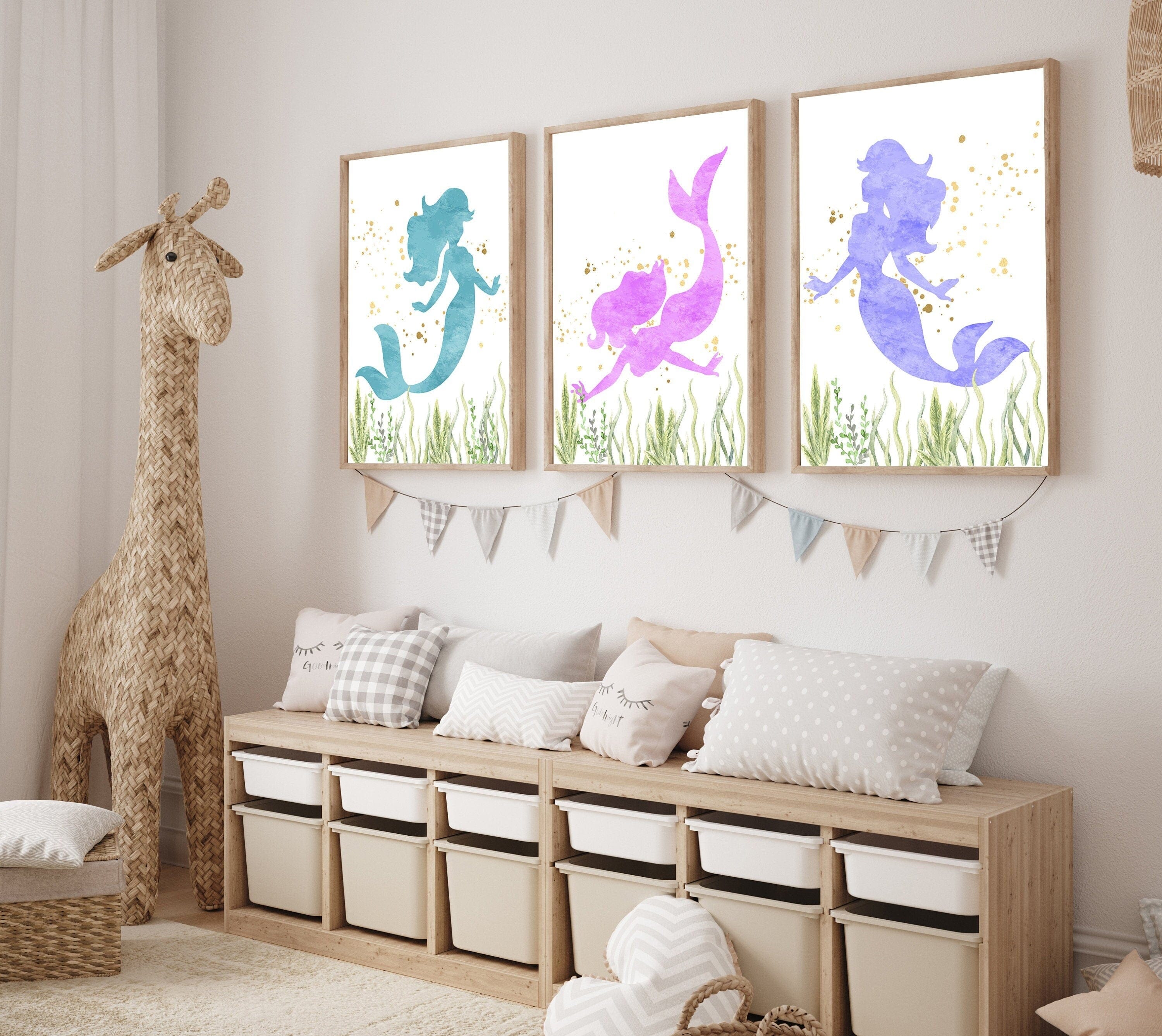 nursery art print baby nursery bedroom decor Girls mermaid decor - Mermaid wall art - Girls room decor - Baby girl nursery - Mermaid nursery decor -  Mermaid art print - Baby girl gift