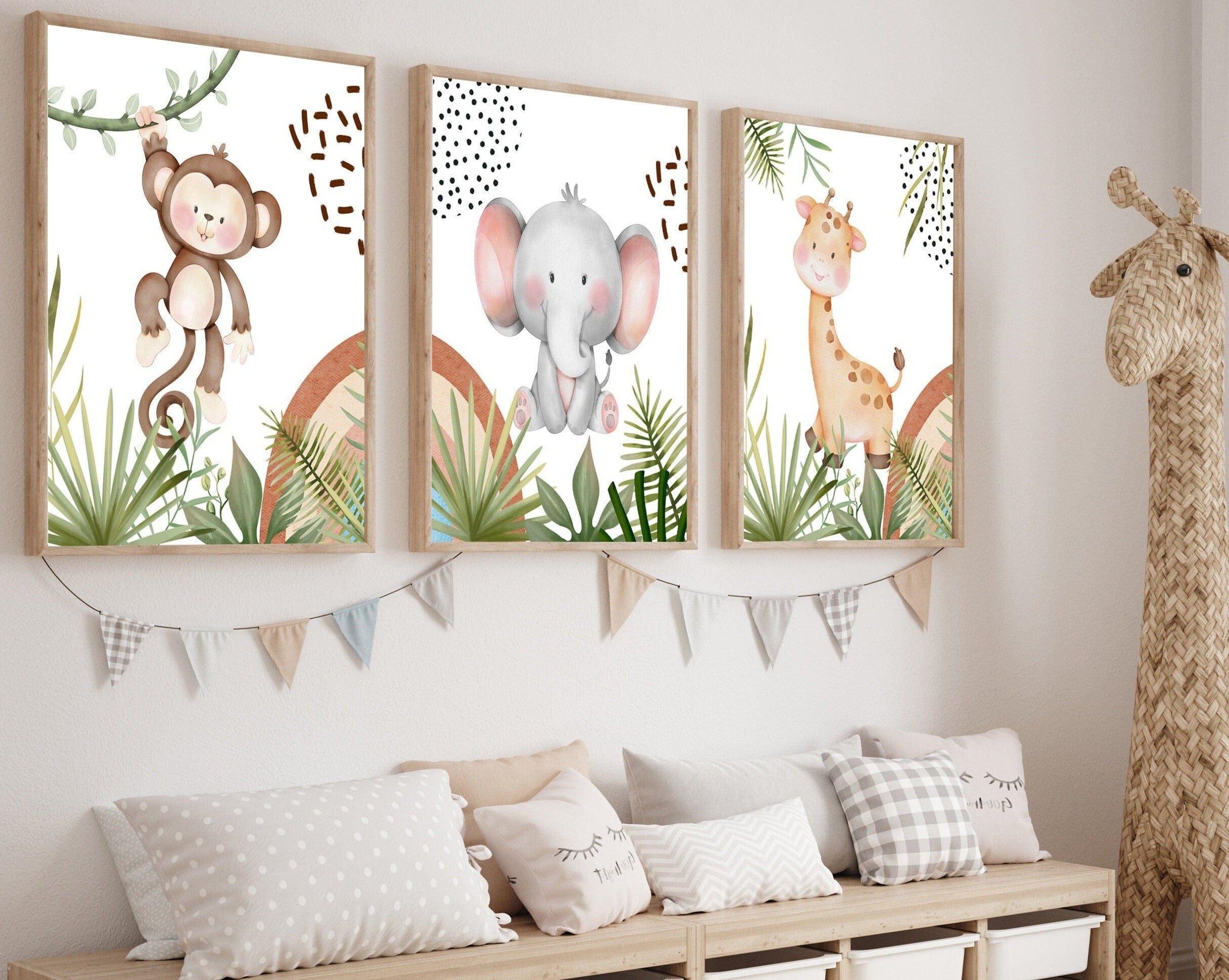 nursery art print baby nursery bedroom decor Jungle animal print - Nursery prints - Baby animal prints - Nursery decor - Nursery wall art - Jungle nursery decor - Kids playroom decor