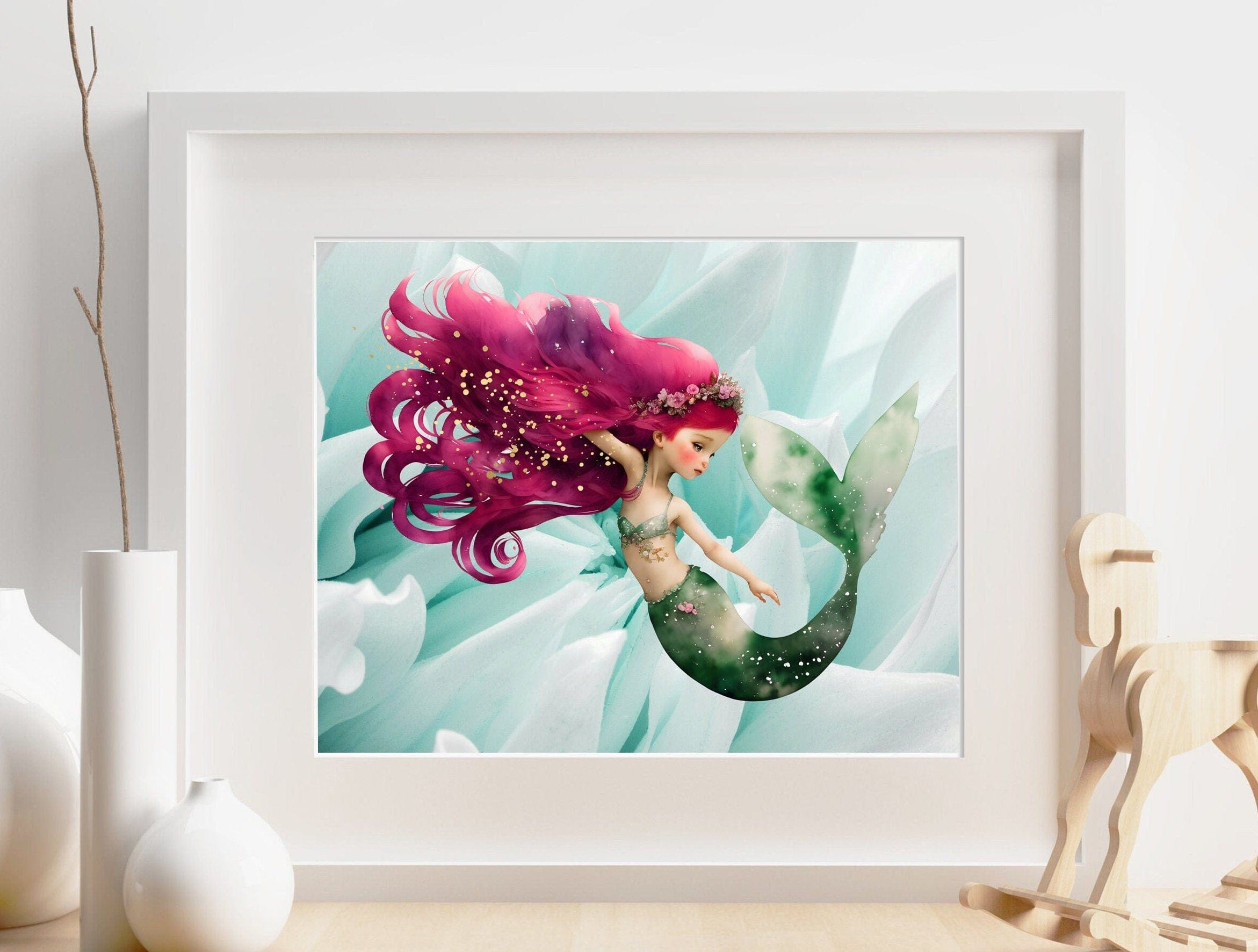 nursery art print baby nursery bedroom decor Mermaid wall art - Girls room decor - Mermaid wall decor - Mermaid nursery art - Mermaid girl room decor - Toddler girl room decor - H2804