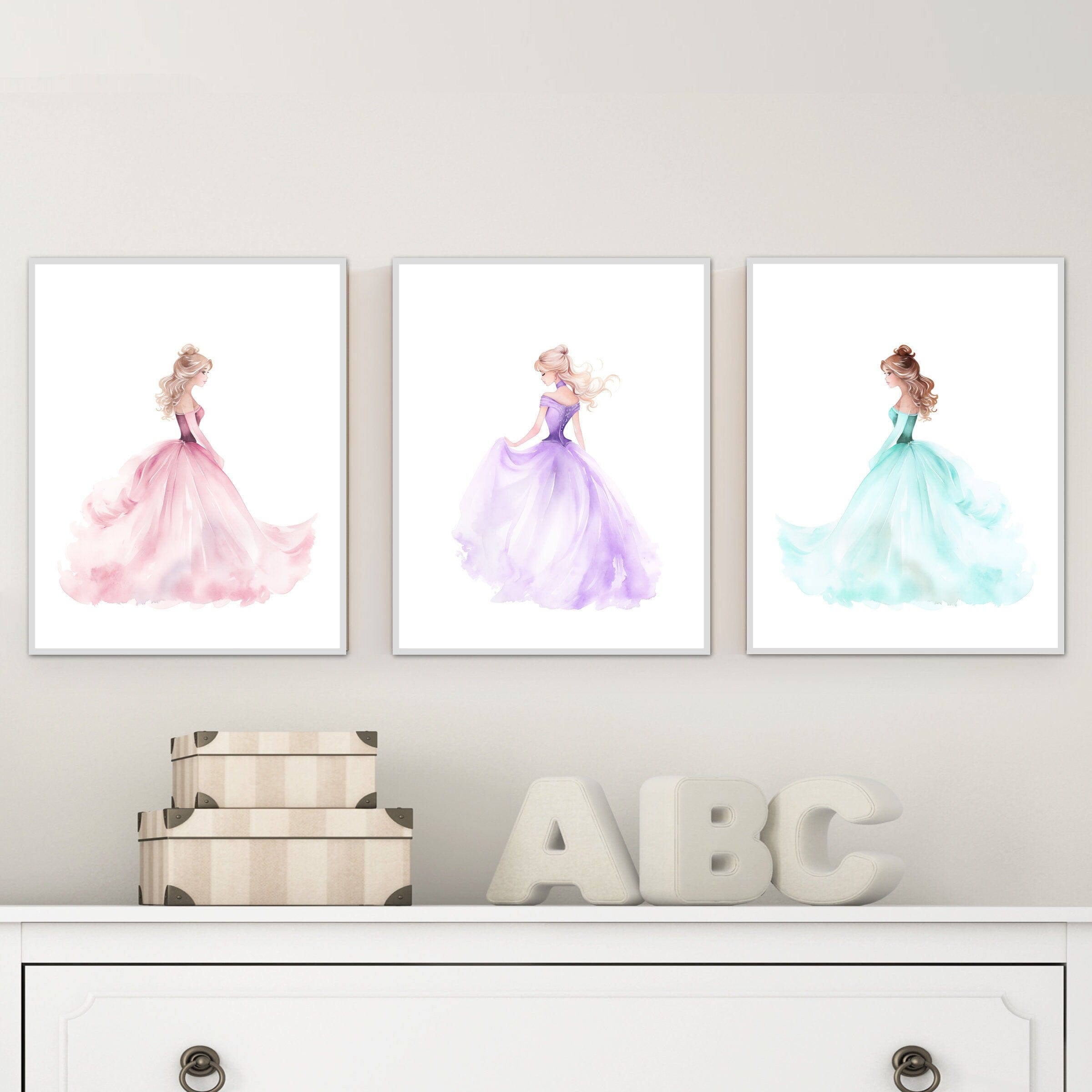 nursery art print baby nursery bedroom decor Princess Nursery Decor - Girls Room Pink Decor - Pink Princess art prints - Princess wall decor - Princess wall art - Pastel princess -H2985