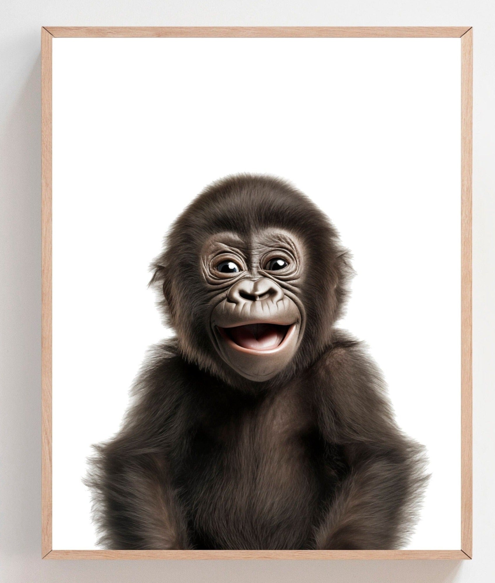 nursery art print baby nursery bedroom decor Safari Nursery decor, Safari nursery print, Nursery wall art, baby Gorilla smiling print, ORIGINAL art, kids room decor, Happy Monkey, H2963