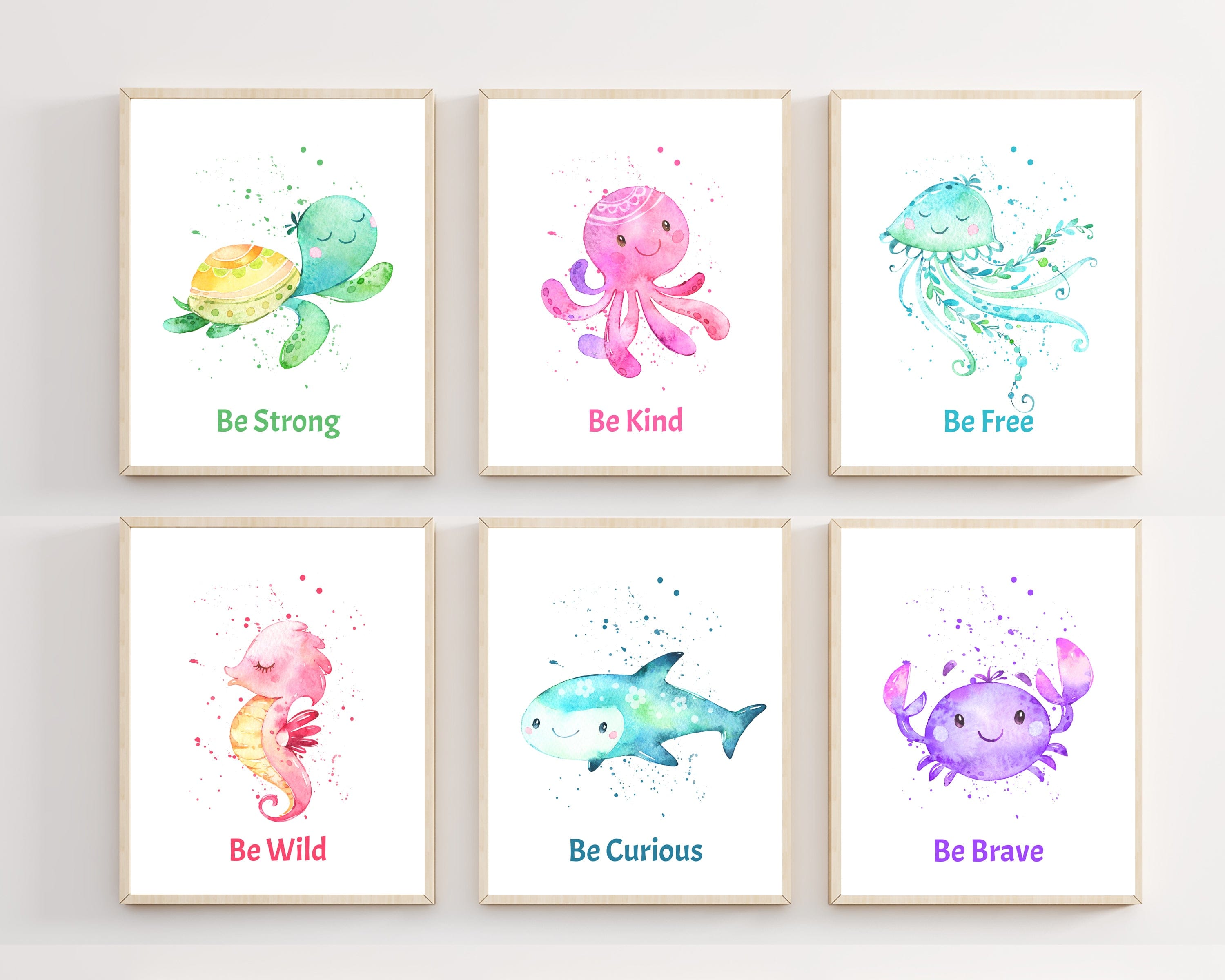 nursery art print baby nursery bedroom decor Sea animal prints - Nursery decor - Nursery ocean prints - Sea creatures wall art - Ocean nursery decor - Ocean theme nursery - Printable