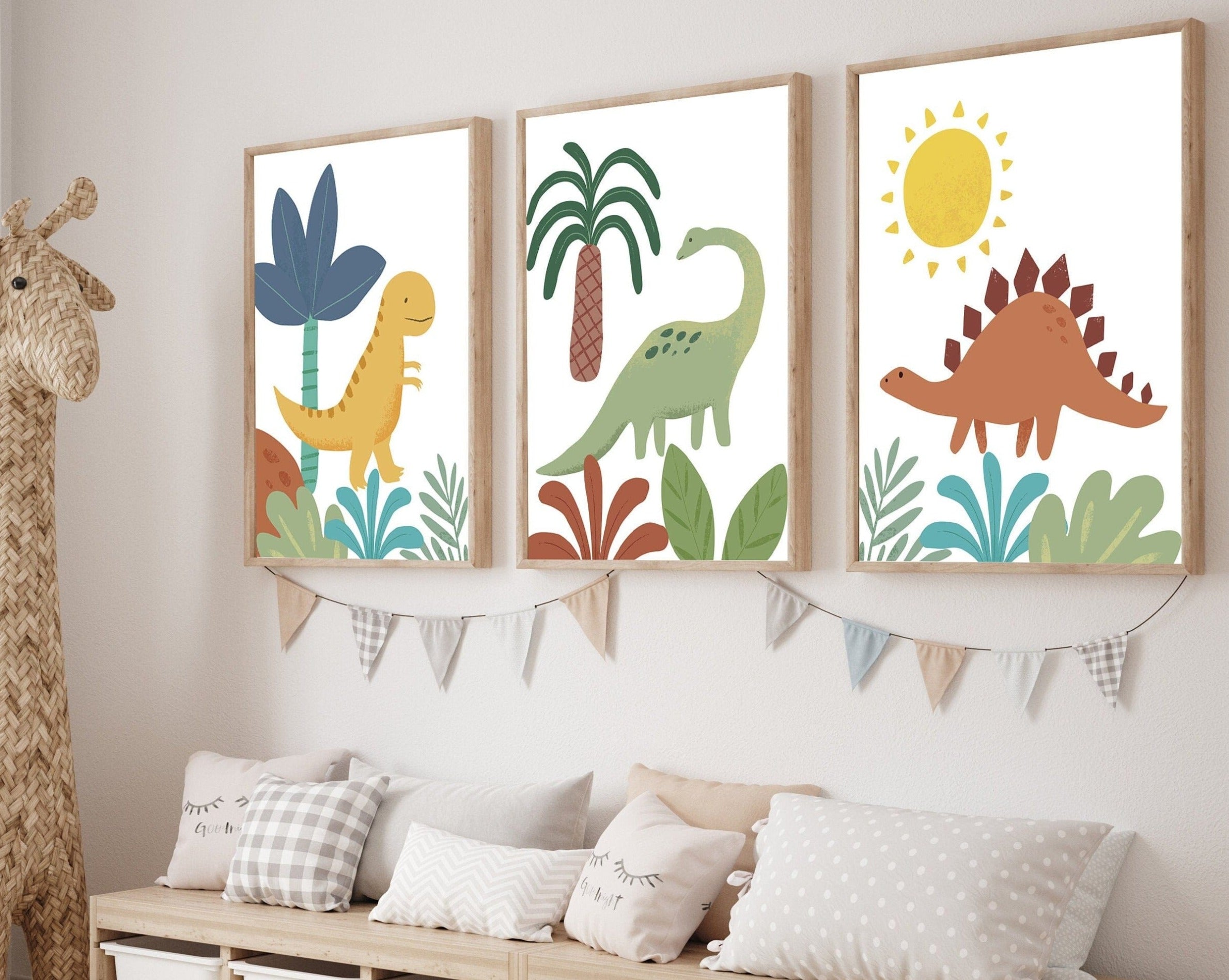 nursery art print baby nursery bedroom decor Set of 3 Dinosaur prints - Dinosaur boys room decor - Toddler boys room decor - Dinosaur wall art - Baby boy nursery - Dino poster - H2814