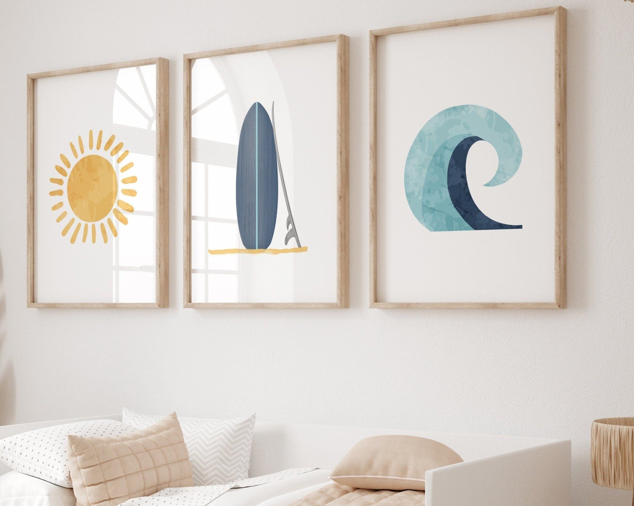 nursery art print baby nursery bedroom decor Surf nursery decor - Wave nursery decor - Sun nursery print - Coastal nursery decor - Modern nursery decor - Boys room decor - Ocean surf