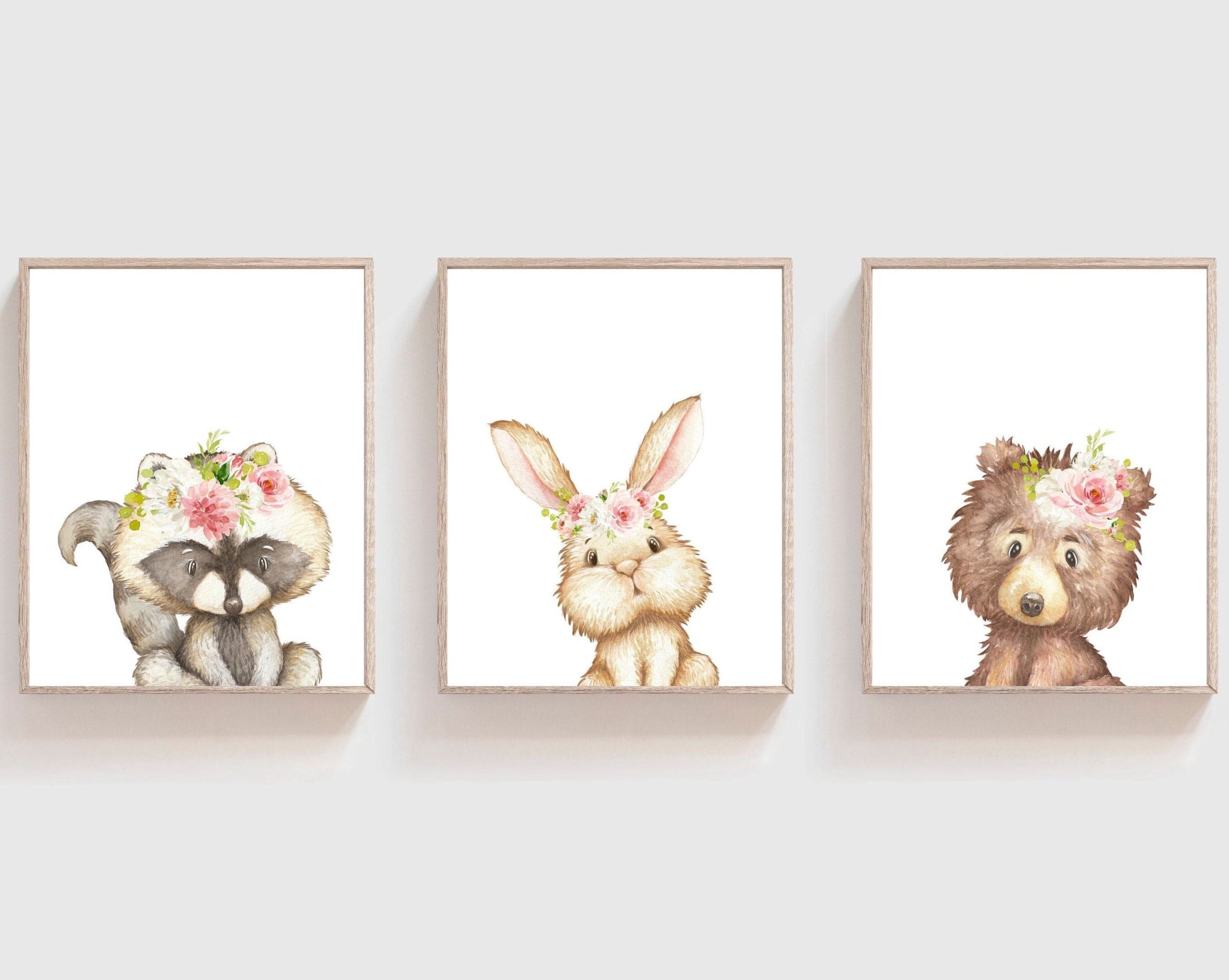 nursery art print baby nursery bedroom decor Woodland nursery decor - Girl woodland nursery - Animal printable wall art - Blush woodland animal set - Girl room wall art - Blush pink