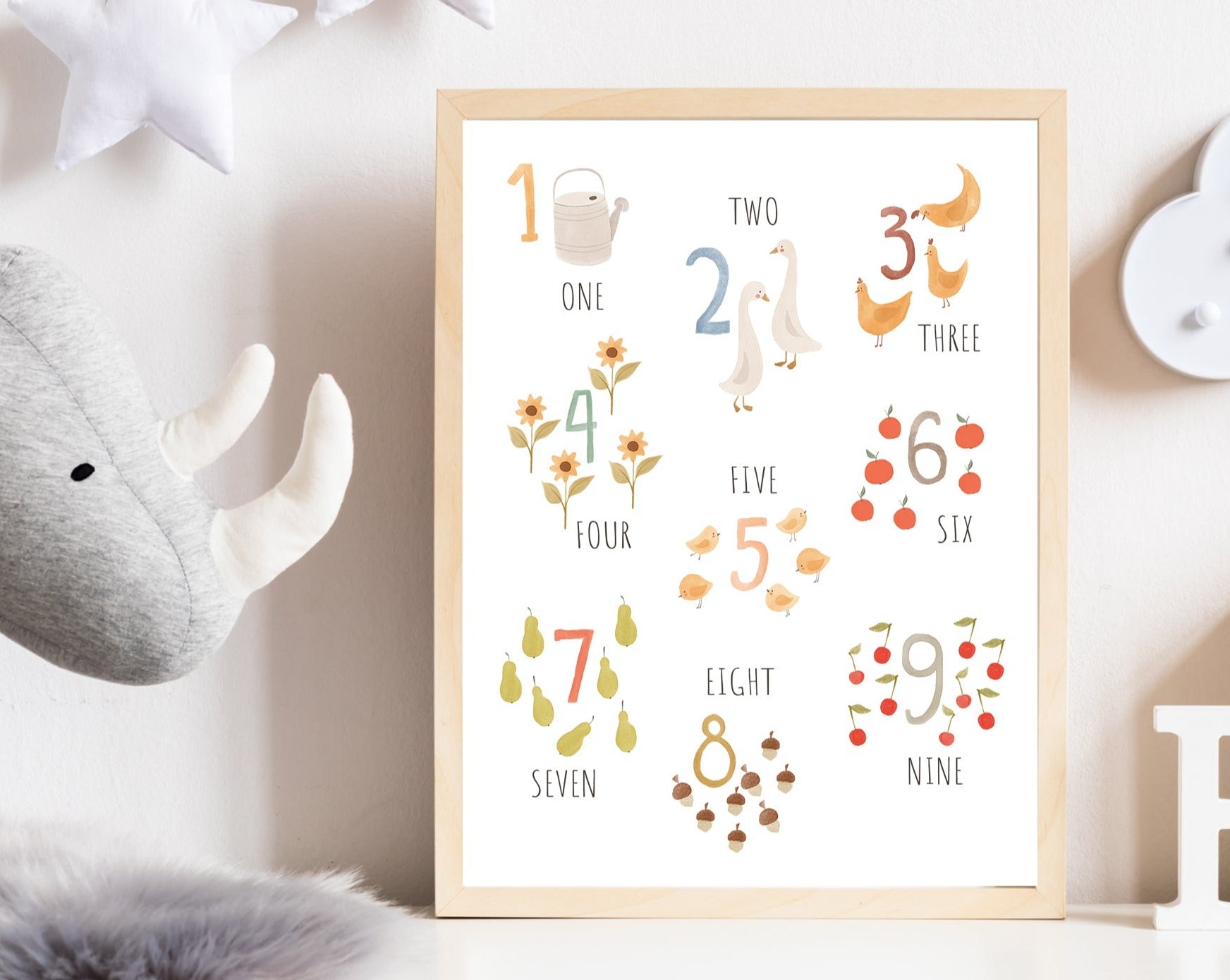 nursery art print baby nursery bedroom decor Numbers wall art - Numbers print - Numbers for nursery - Numbers poster - Playroom wall art - Gender neutral baby gift - Farm nursery art