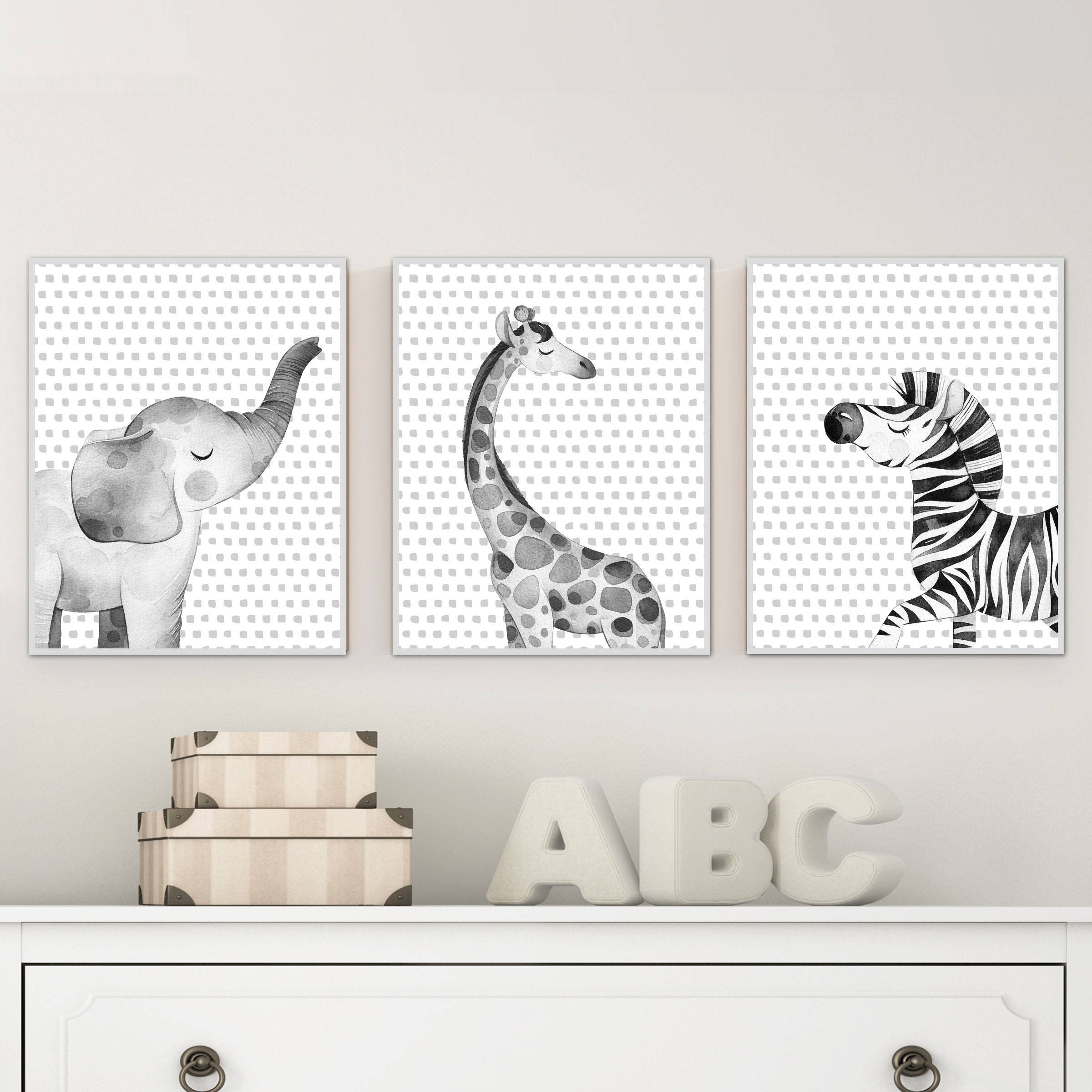 nursery art print baby nursery bedroom decor Black and white Animal prints for nursery - Black and white wall art - Animal wall art - Printable wall art - Jungle nursery print - H2017