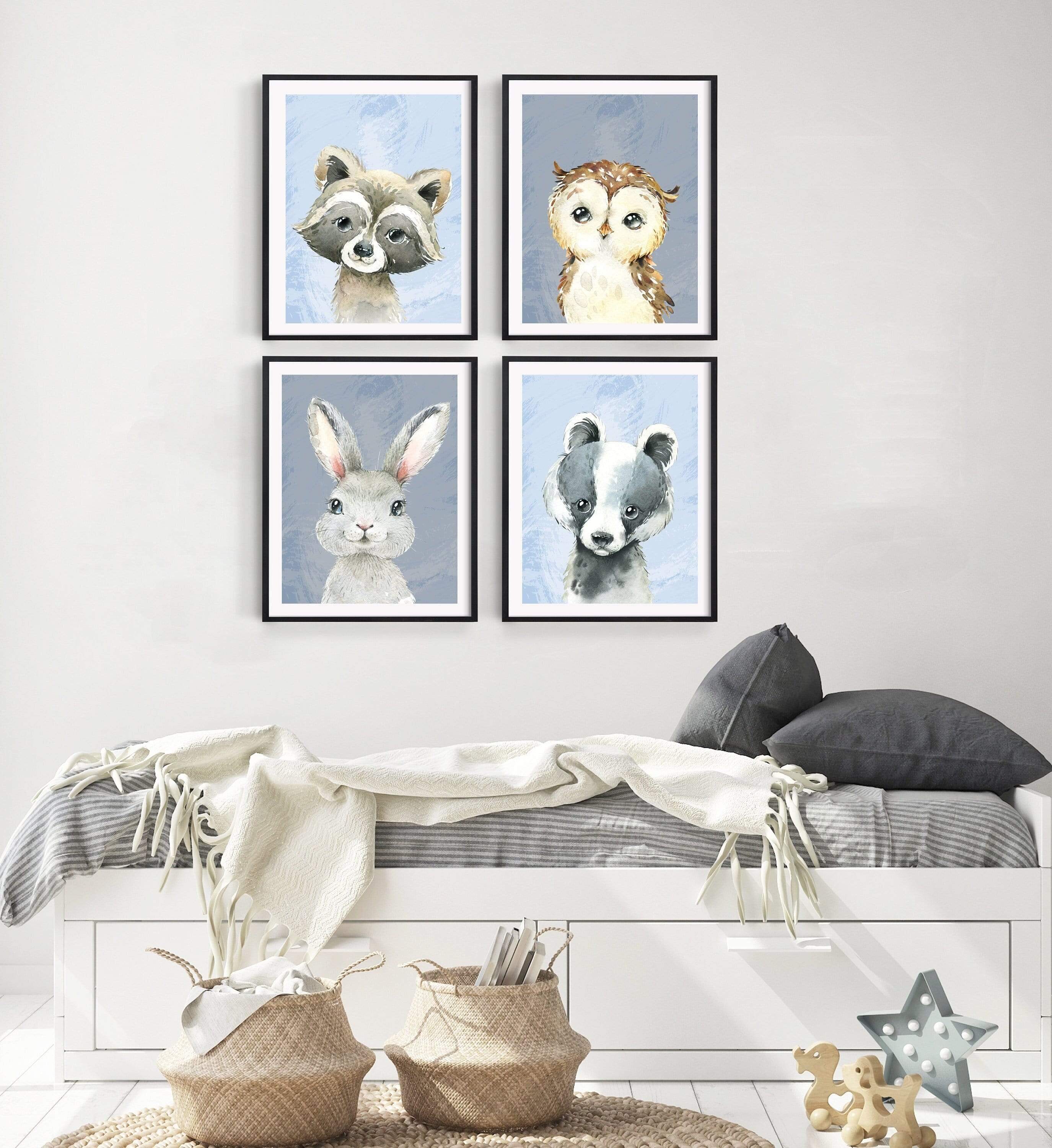 Boy woodland nursery decor - Woodland nursery prints - Boy nursery print - Woodland animal prints - Boy room decor - Boy Wall art - H2528 nursery art print baby nursery bedroom decor