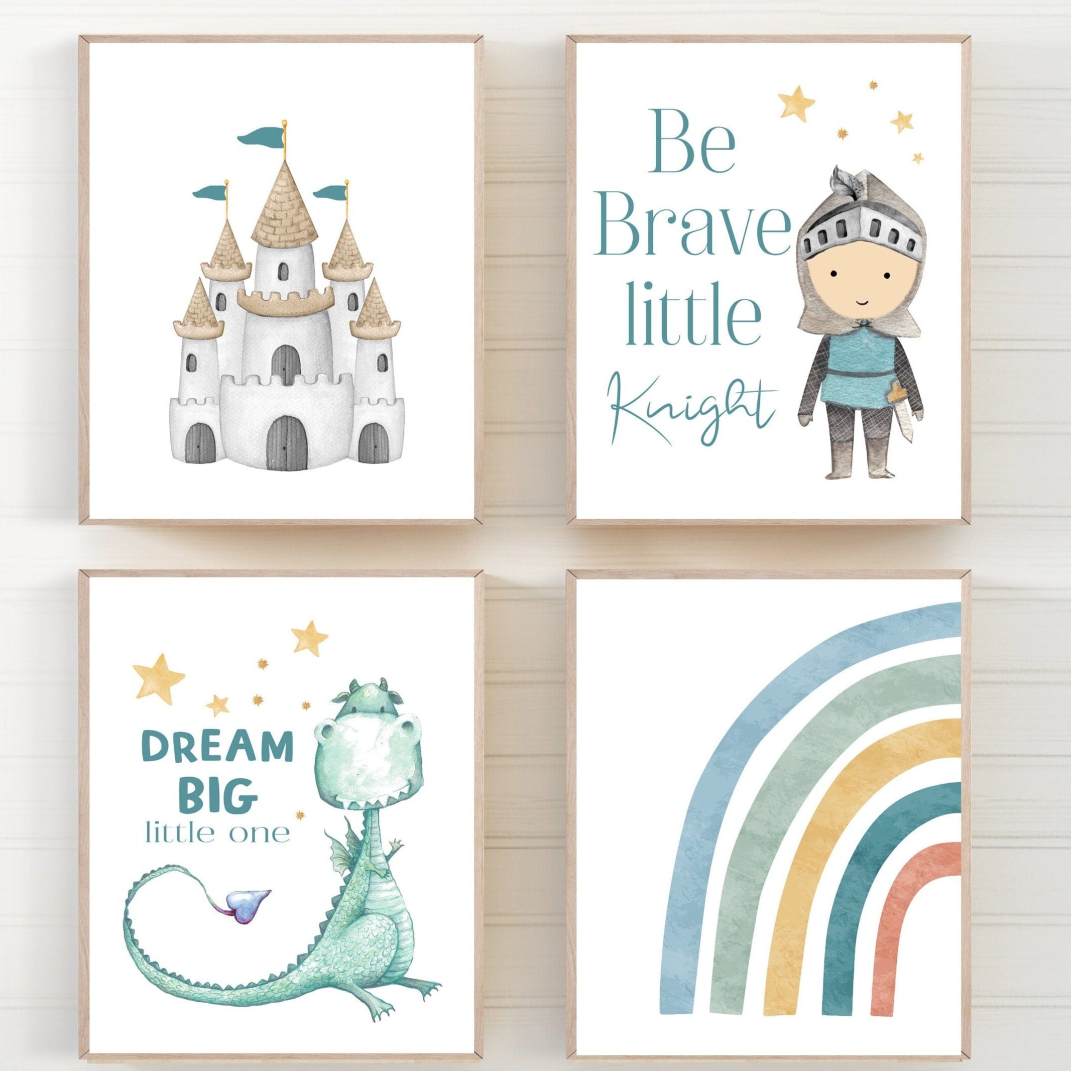 nursery art print baby nursery bedroom decor Boys room decor - Dragon nursery decor - Knight nursery - Baby boy nursery - Boy wall art - Blue nursery decor - Dragon wall art - H2665