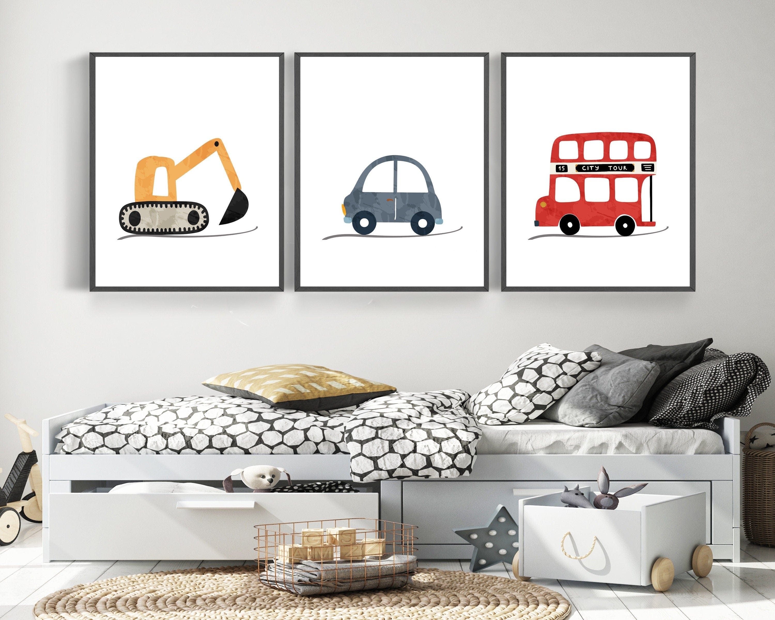 nursery art print baby nursery bedroom decor Boys room decor - Transportation wall art - Car nursery decor - Construction prints - Boys room wall art - Truck prints - DIGITAL DOWNLOAD