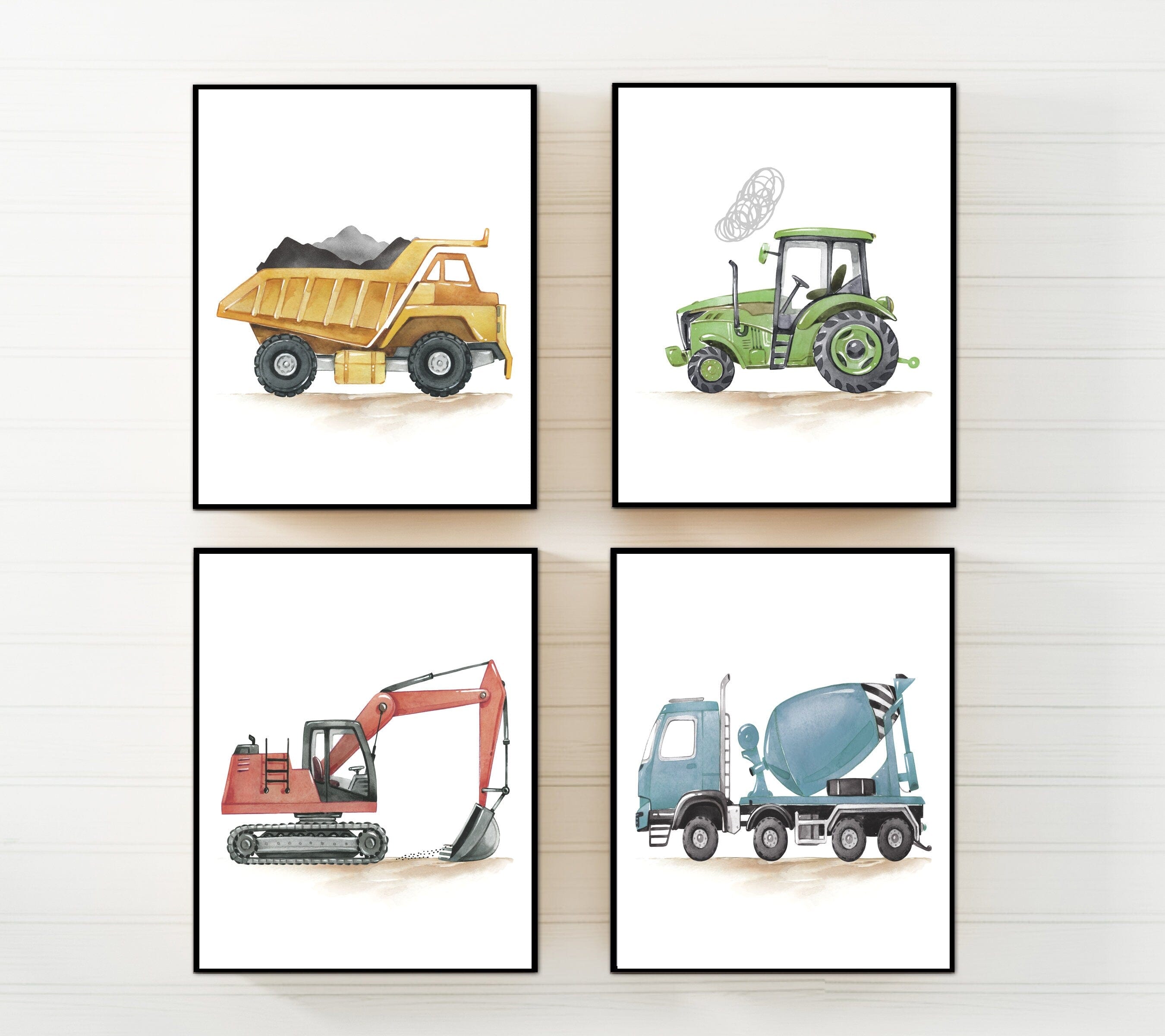 nursery art print baby nursery bedroom decor Construction nursery prints - Construction nursery decor - Truck prints - Boys room wall art - Baby boy nursery art - Truck wall art - H2743