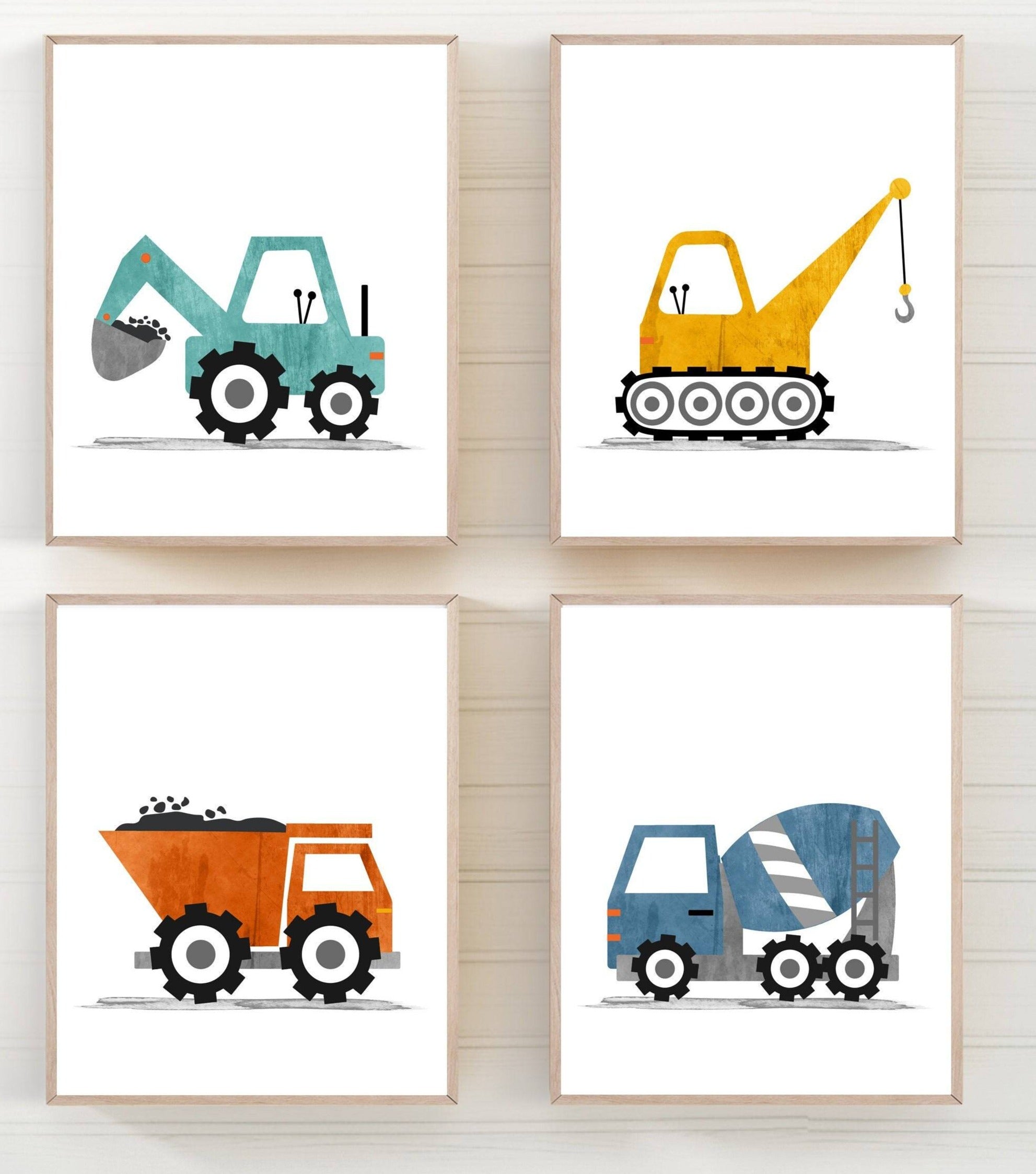 nursery art print baby nursery bedroom decor Construction wall art - Truck prints - Construction nursery decor - Construction truck prints - Boys room wall art - Truck wall art - H2546