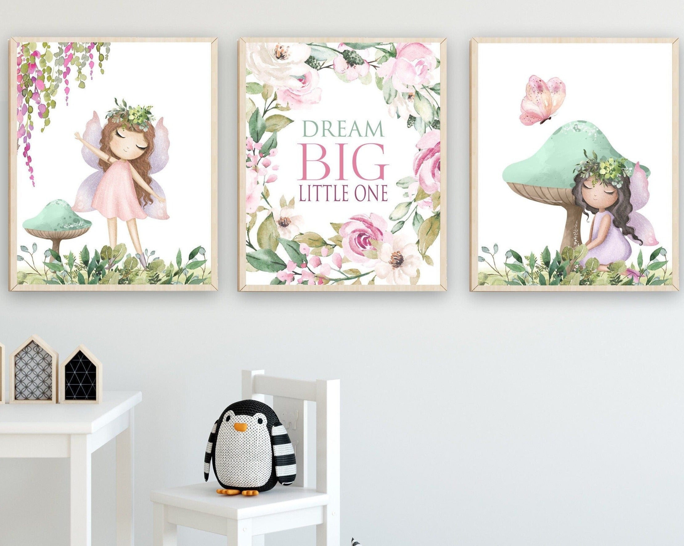 nursery art print baby nursery bedroom decor Fairy wall art - Fairy nursery decor - Fairy art print set - Enchanted wall art - Girls room decor - Fairy tale nursery - Fairy garden