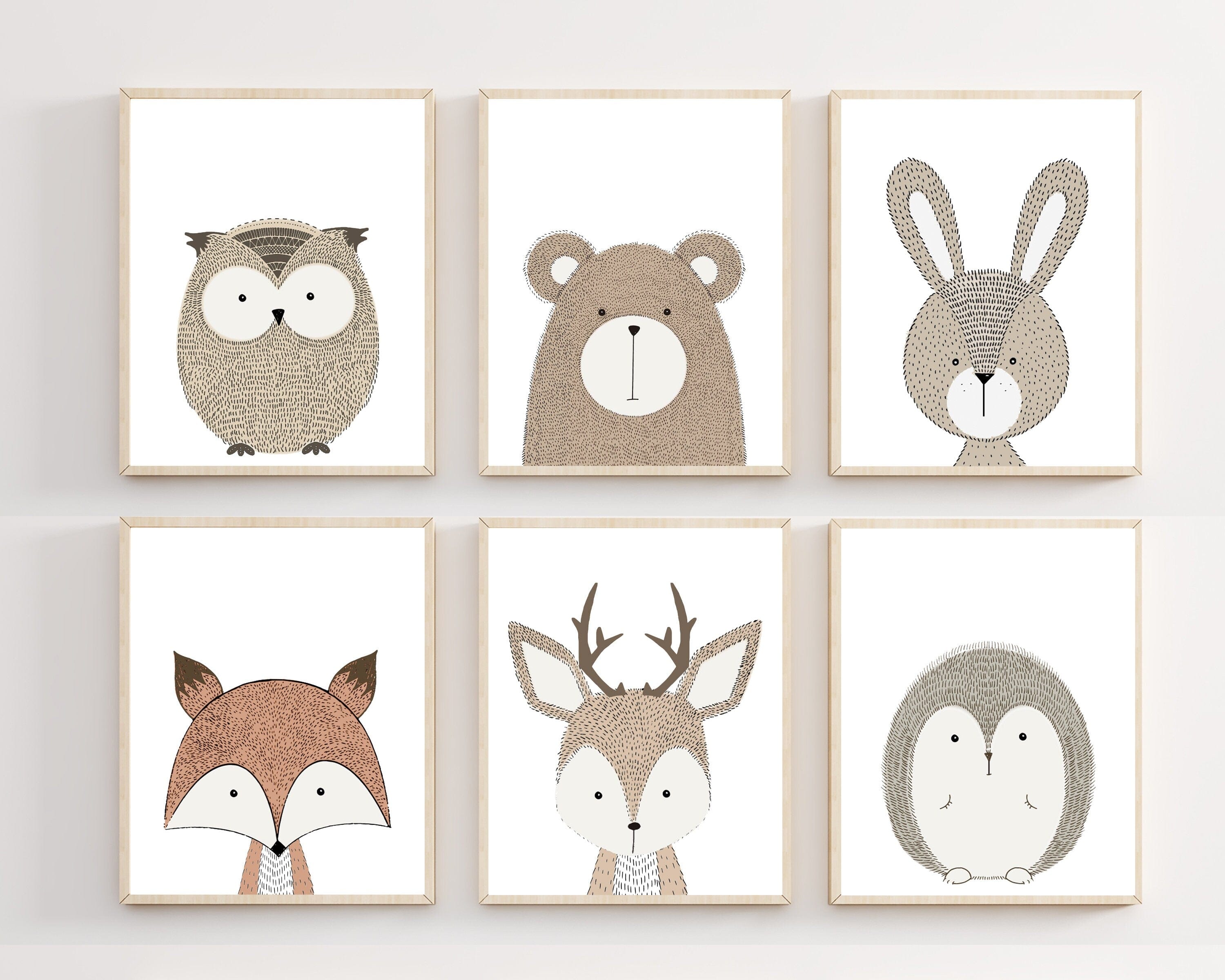 nursery art print baby nursery bedroom decor Gender neutral nursery decor - Woodland animals  prints - Woodland baby nursery - Neutral nursery prints - Nursery art woodland - H2438