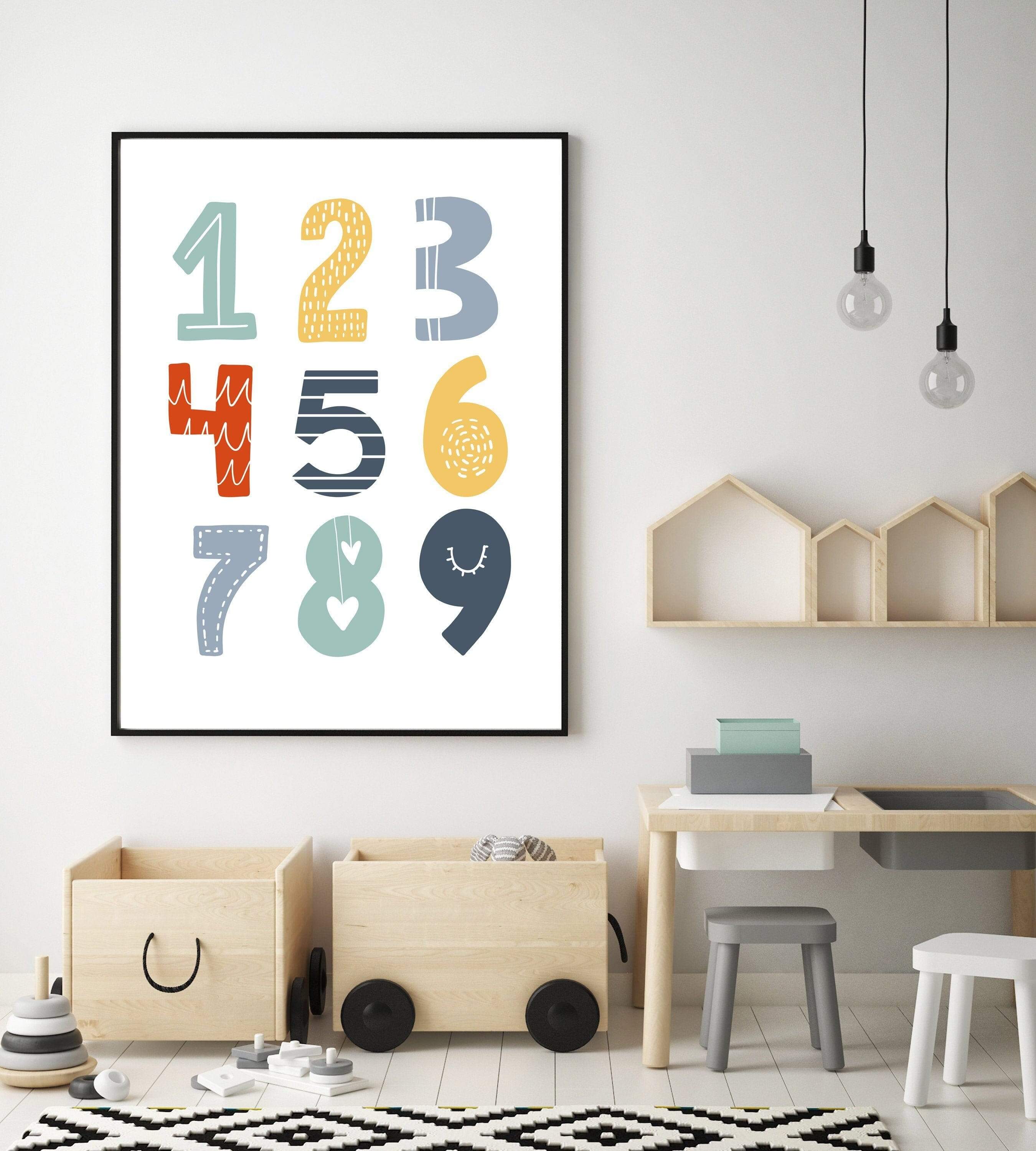 Number prints - Number poster - Prints for boys room - 123 poster - Playroom wall art - Numbers for nursery - Numbers printable - Baby boy nursery art print baby nursery bedroom decor