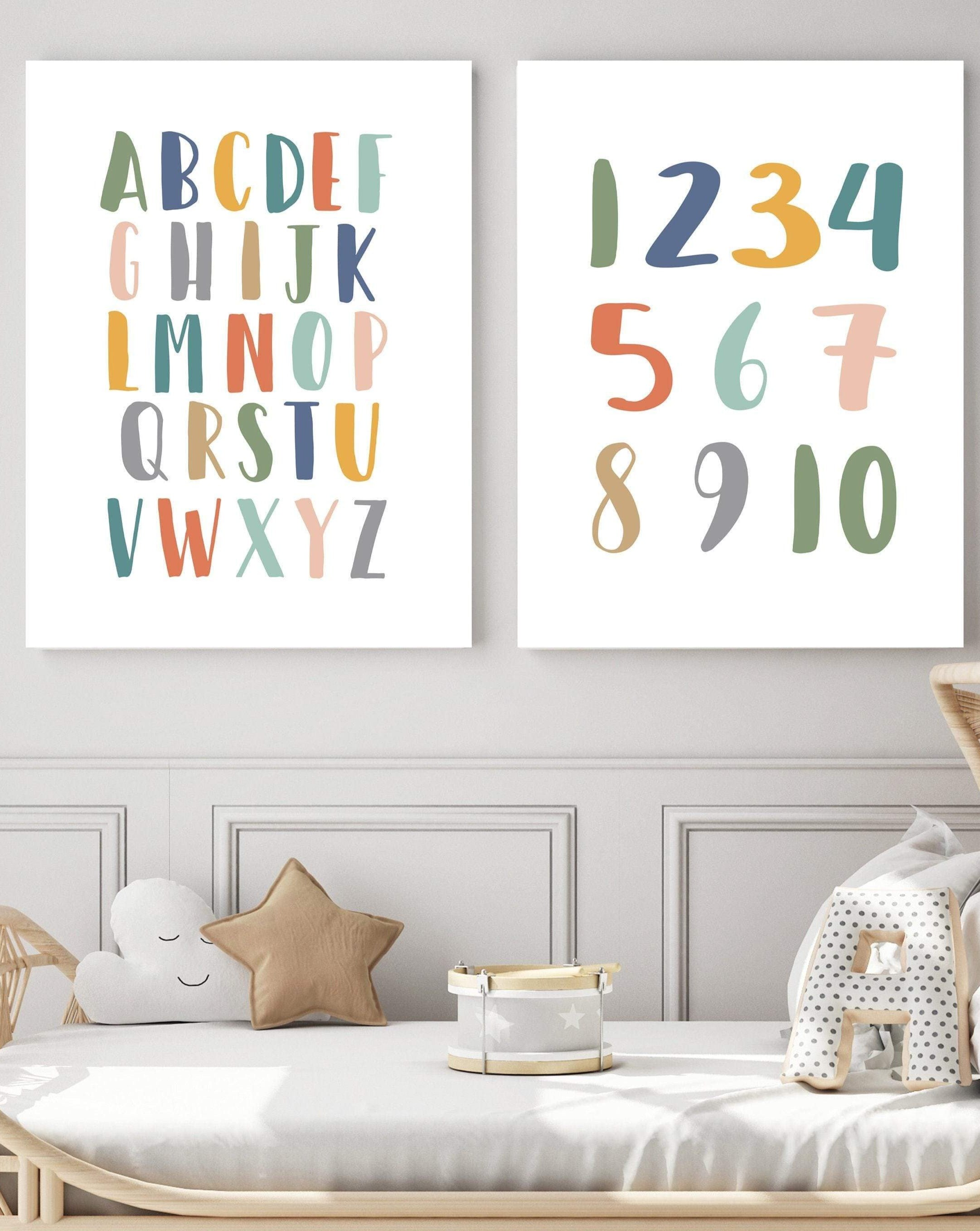 Numbers and alphabet prints - Boys alphabet poster - Alphabet number poster - Boys abc prints - Boys room decor- Printable alphabet poster nursery art print baby nursery bedroom decor