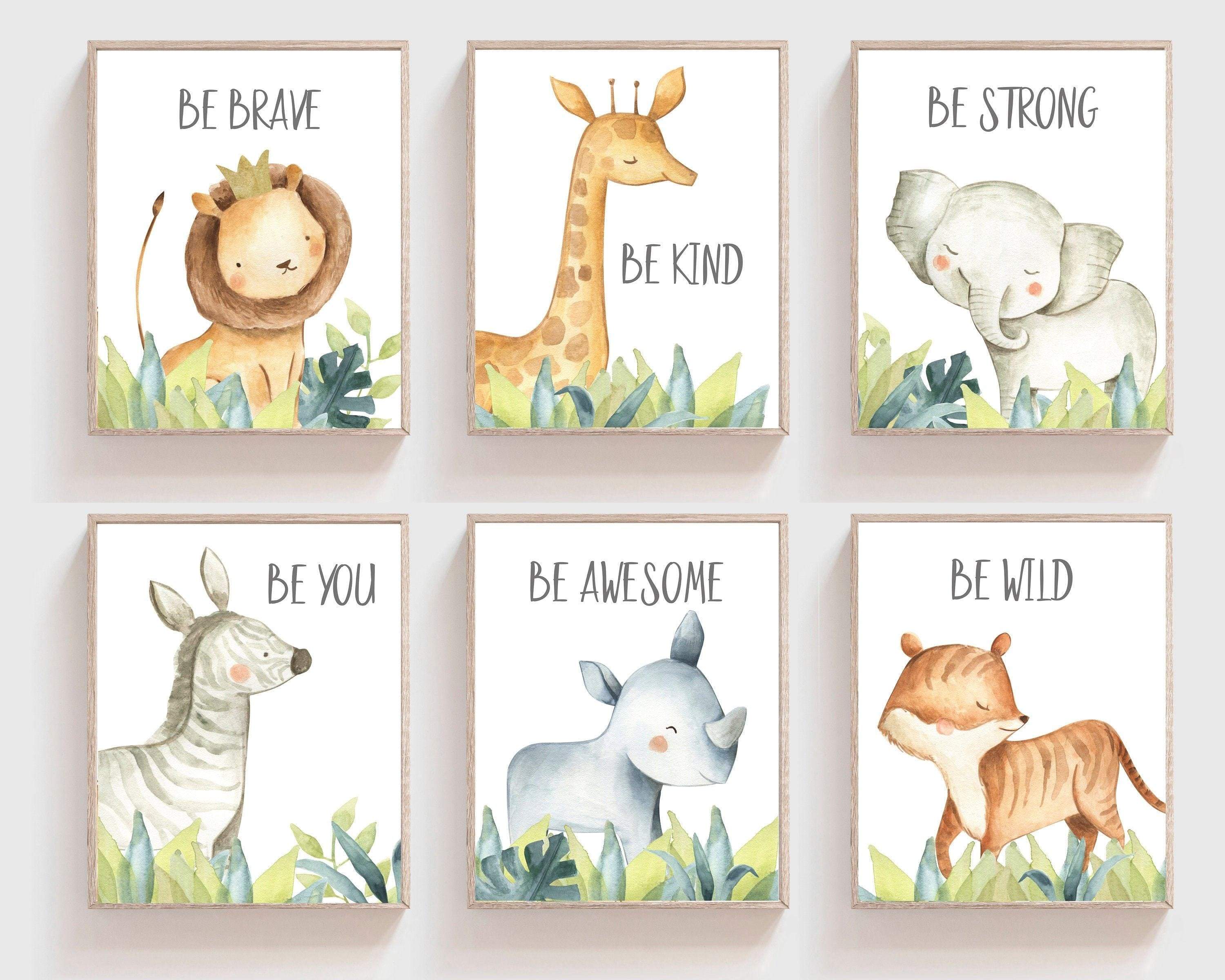 Nursery printable art - Nursery animal prints - Safari animal decor - Nursery wall art - Baby animal art prints - Watercolor animals - H2165 nursery art print baby nursery bedroom decor