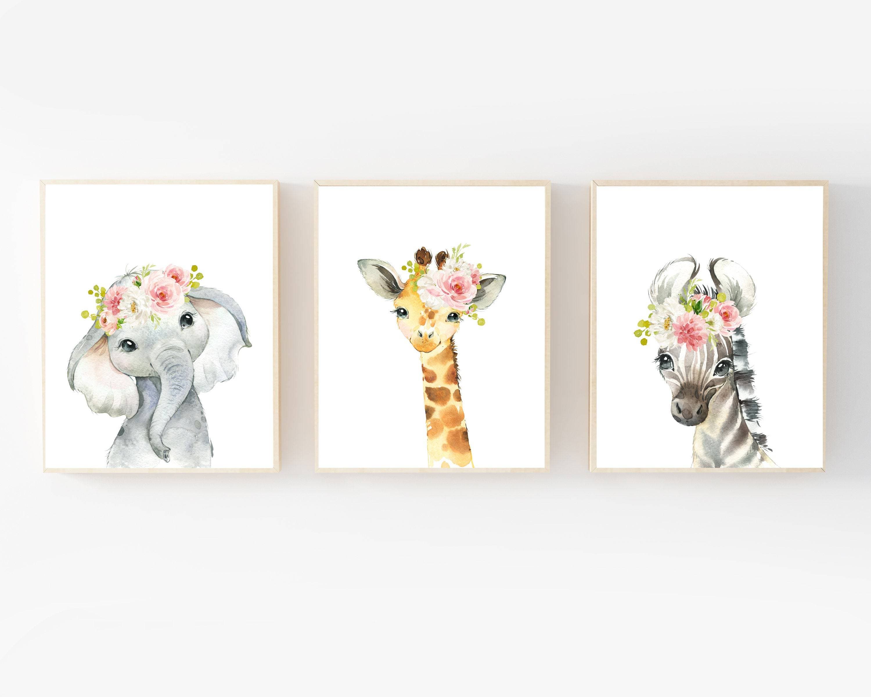 nursery art print baby nursery bedroom decor Nursery wall art - Nursery decor - Baby girl nursery prints - Printable wall art - Baby animal prints - Safari nursery decor - Blush pink