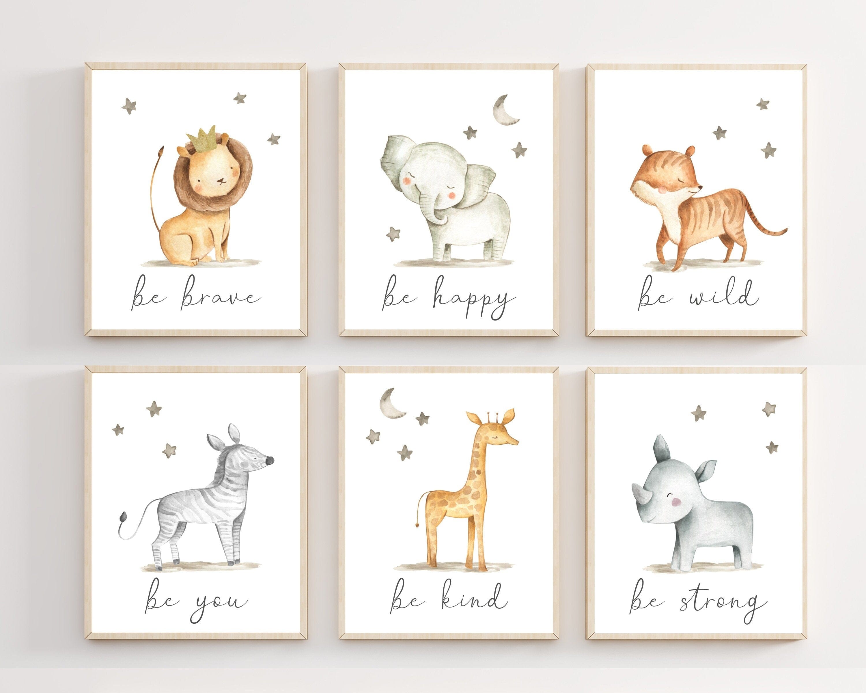 nursery art print baby nursery bedroom decor Nursery wall art - Safari animals - Gender neutral baby - Nursery animal print - Baby animal prints - Printable nursery wall art - H2736