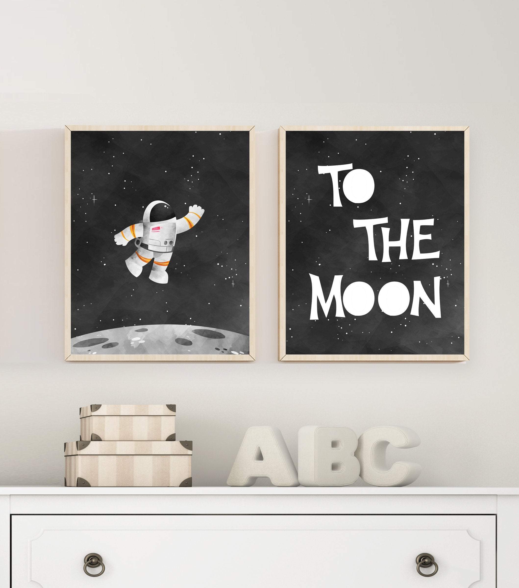 8x10 Astronaut art print - Space art print - Astronaut nursery - Outer space art print - Universe wall art - To the moon poster - Boy wall art nursery art print baby nursery bedroom decor