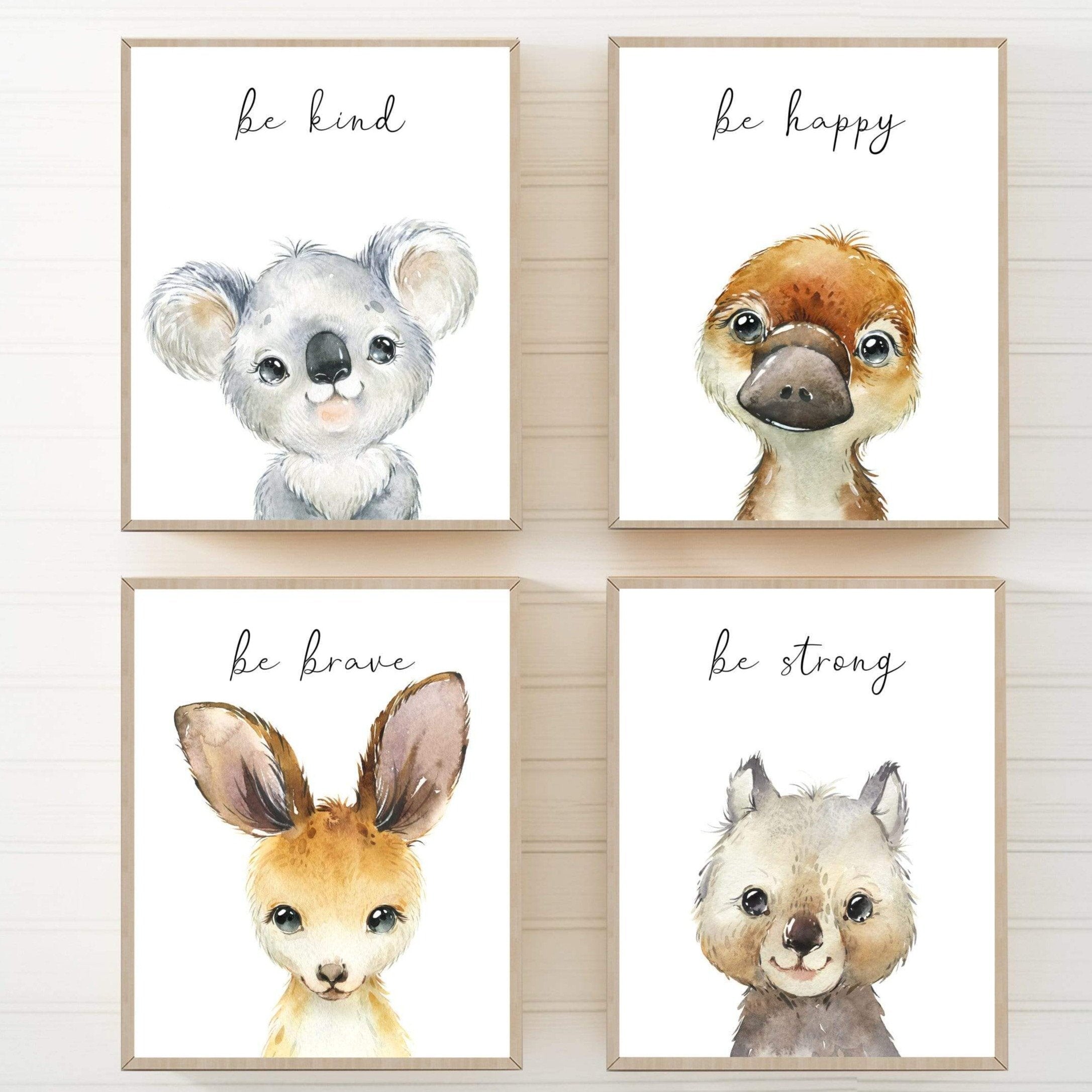 8x10 Australian animal prints - Australia animal nursery - Baby Australian animals - Watercolor Australia - Wombat Koala Kangaroo Platypus -H2538 nursery art print baby nursery bedroom decor