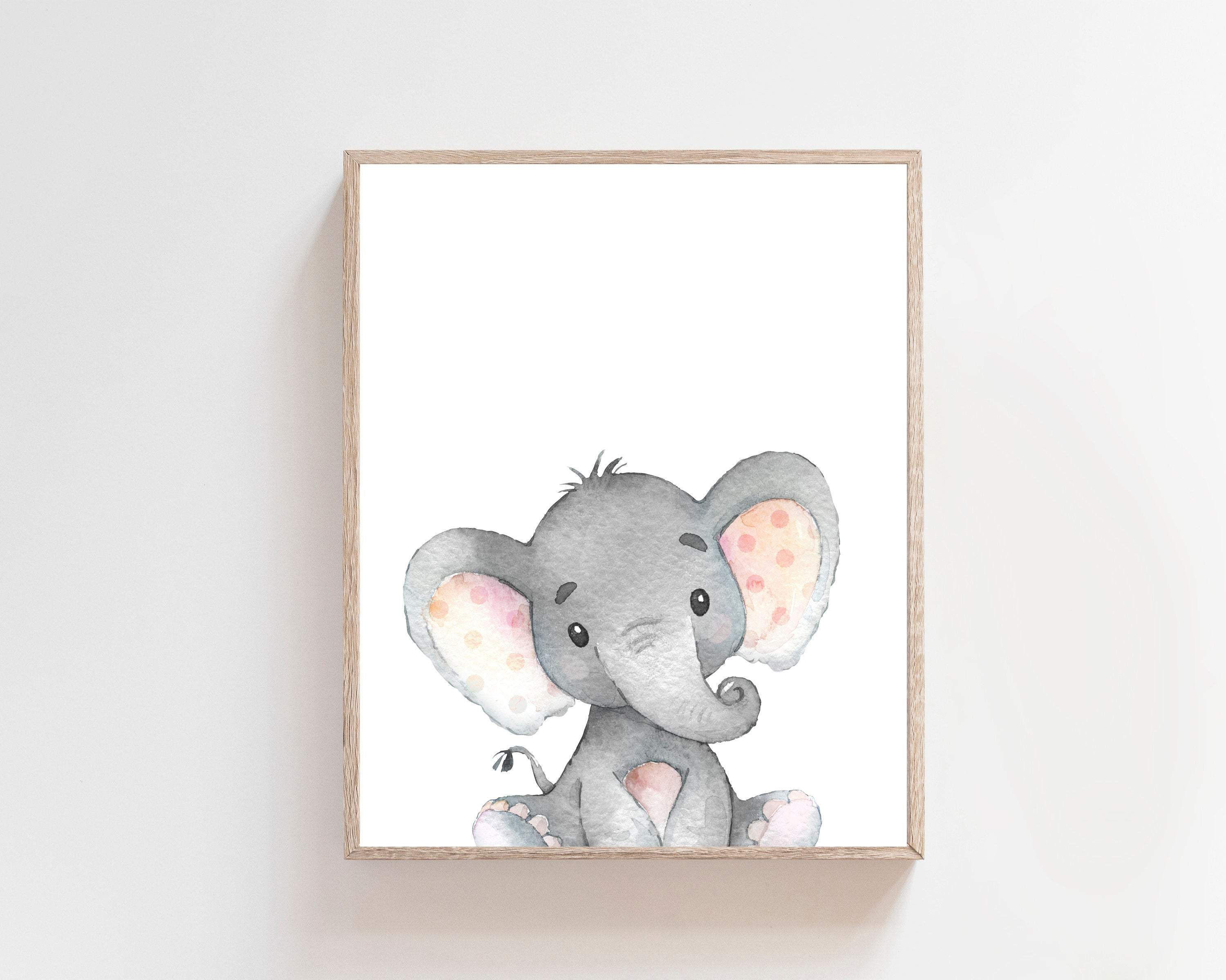 8x10 Baby elephant nursery wall art print | Girls room decor nursery art print baby nursery bedroom decor