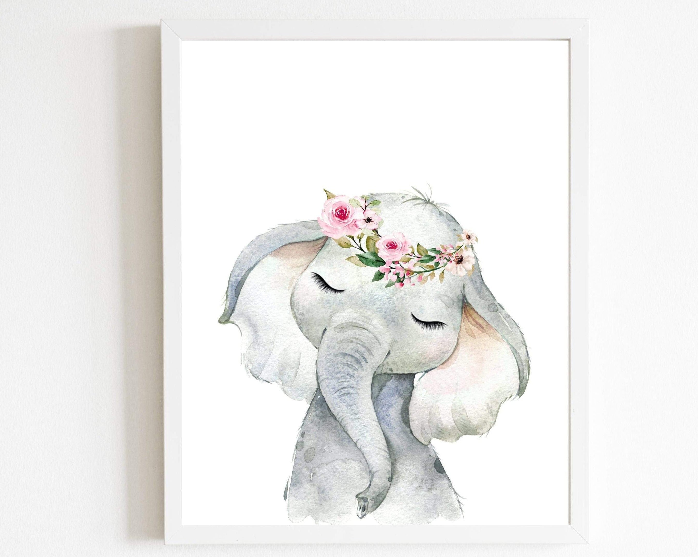 8x10 Baby Elephant print - Elephant nursery decor - Nursery wall art - Baby girl nursery print - Printable Elephant art - Baby shower gift -H2384 nursery art print baby nursery bedroom decor