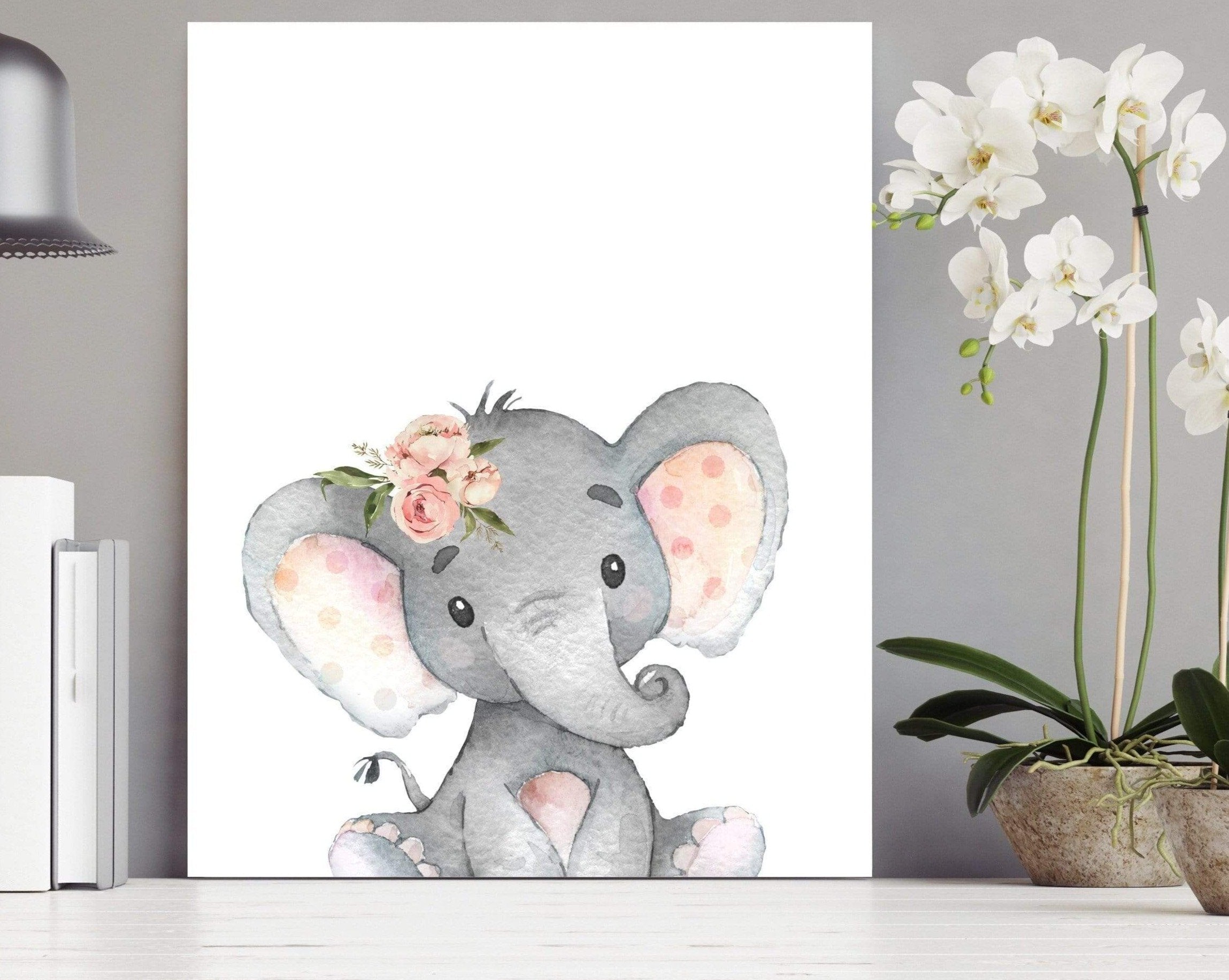 8x10 Baby Elephant print - Printable elephant picture - Elephant nursery decor girl - Girls room decor - Elephant nursery wall art - Safari decor nursery art print baby nursery bedroom decor