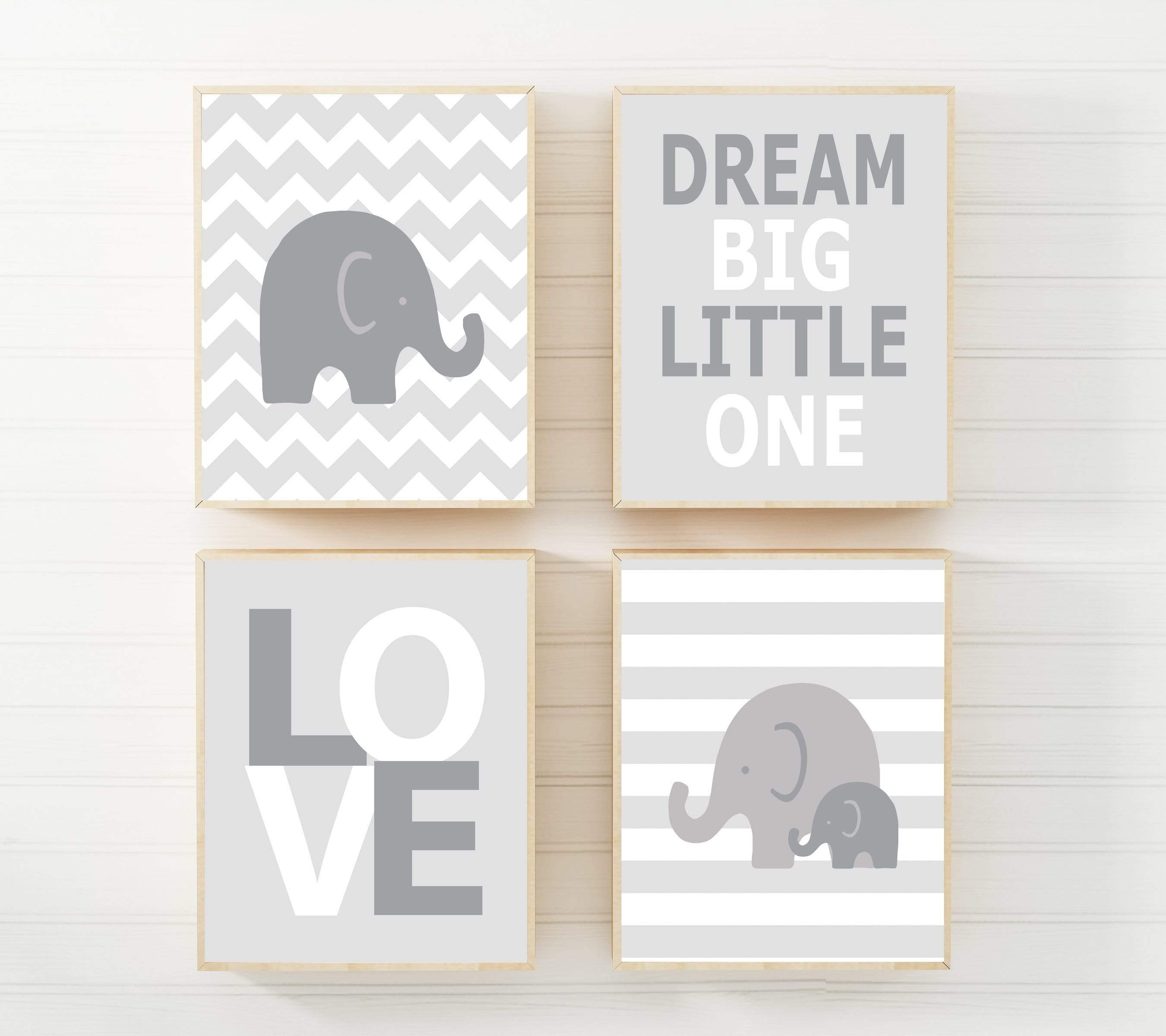 8x10 Elephant Nursery Art Print | Set of 4 nursery art print baby nursery bedroom decor