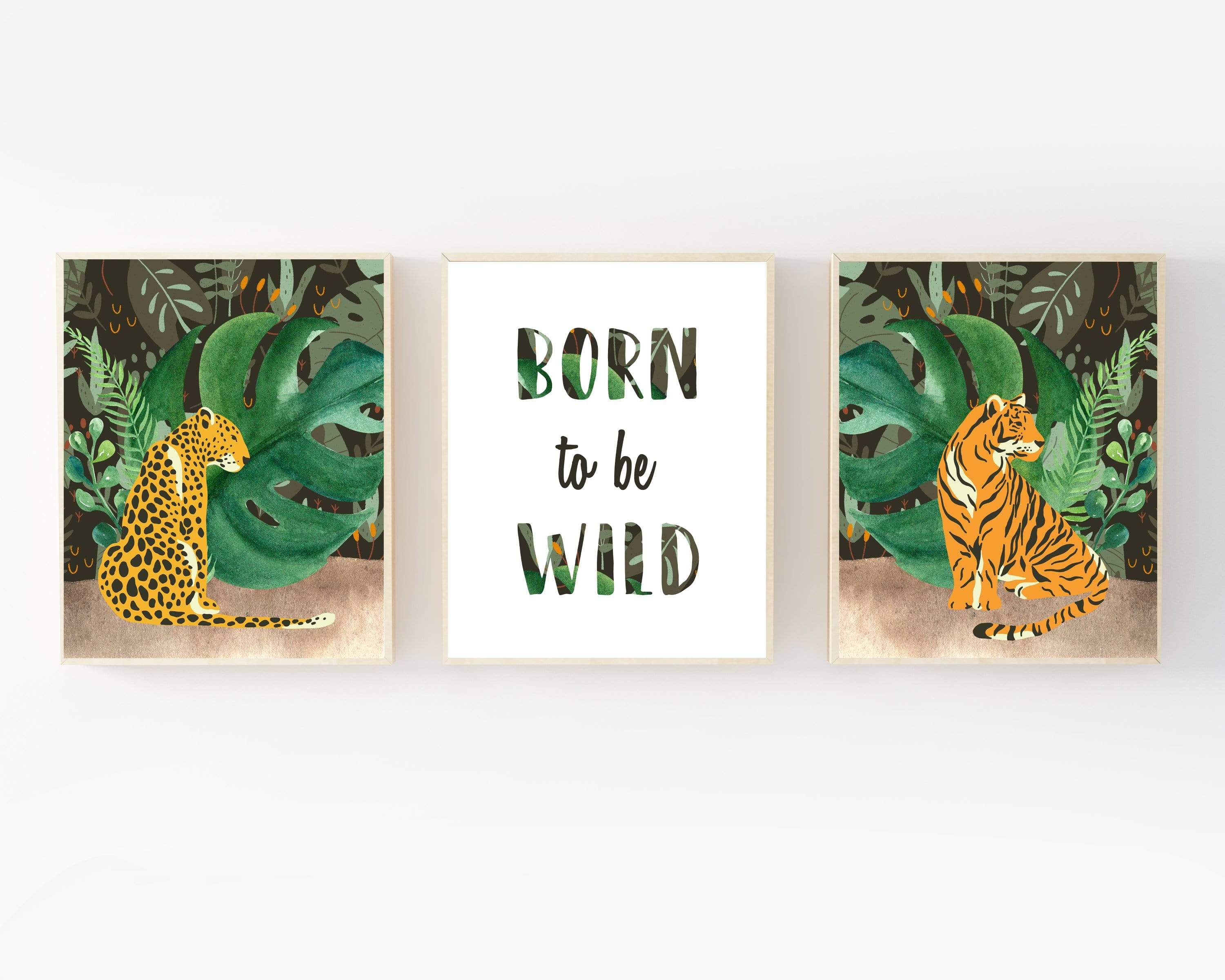 8x10 Jungle Tiger print - Cheetah art print - Jungle printables - Jungle cat wall art - Cheetah Leopard Tiger - Tropical art - Born to wild print nursery art print baby nursery bedroom decor