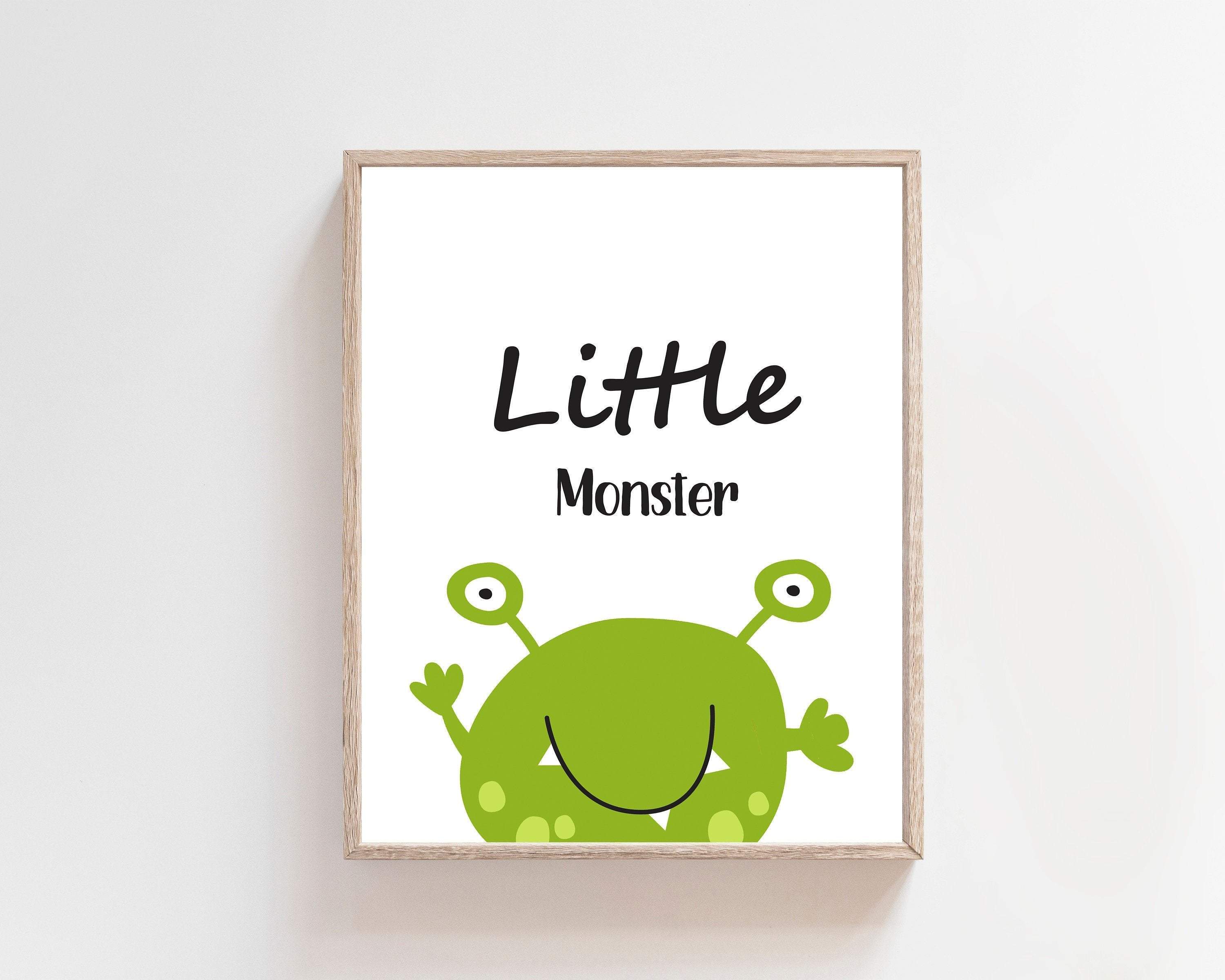 8x10 Little Monster Nursery Print, monster wall art, green monster, Cute little monster wall decor, Space art print -  H1413 nursery art print baby nursery bedroom decor