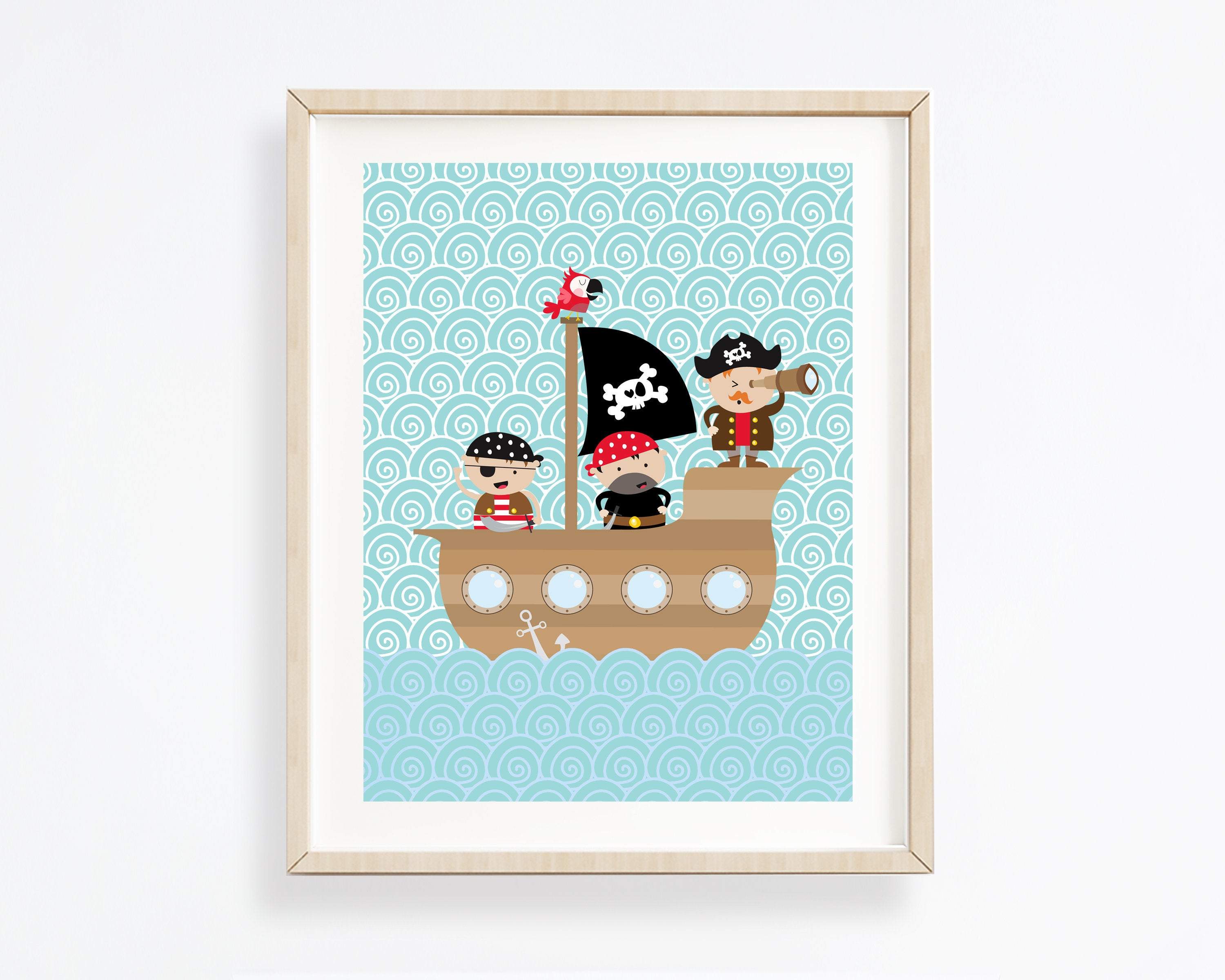 8x10 Pirate art print - Pirate nursery art - Pirate wall art - Pirate wall decor - Boys room decor - Pirate decor - Boys room wall art - H1706 nursery art print baby nursery bedroom decor