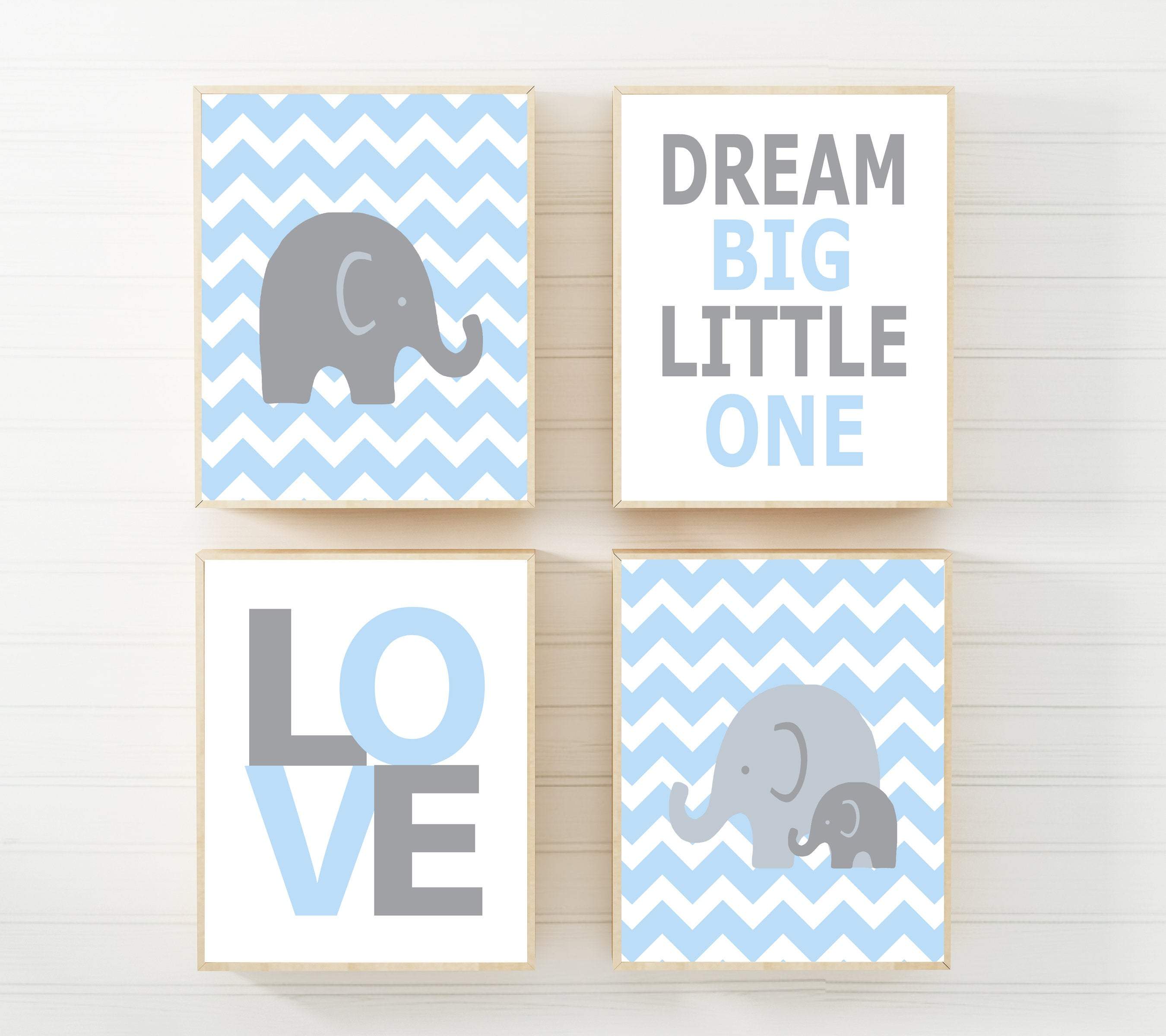 8x10 Printable Baby boy Nursery Art Prints, Elephant Nursery Art, Suits Blue & Grey Nursery Decor, Set of 4 -8x10" Digital Instant Download nursery art print baby nursery bedroom decor