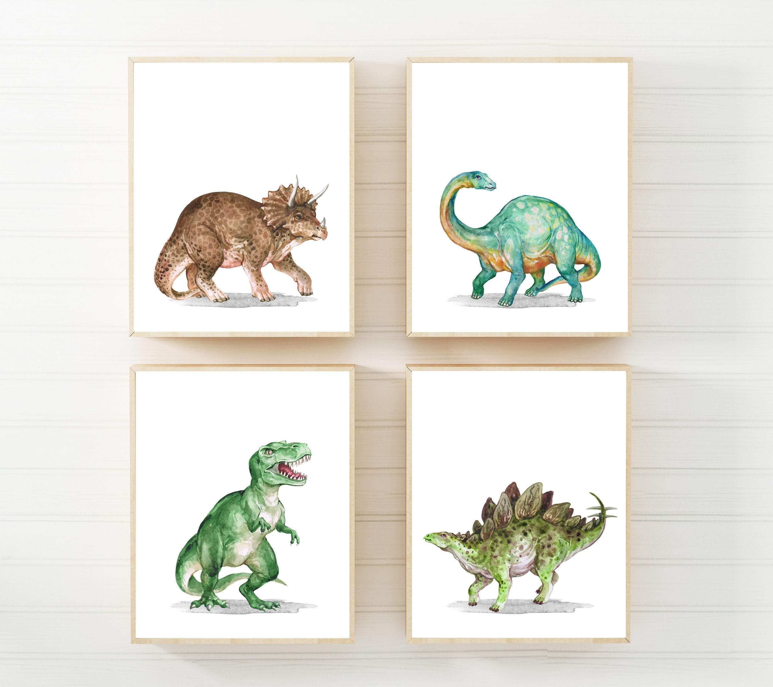 8x10 Printable dinosaur art - Dinosaur art print - Watercolor Dinosaur print - Boys room decor - Dinosaur Poster - Little boys wall art -Set of 4 nursery art print baby nursery bedroom decor