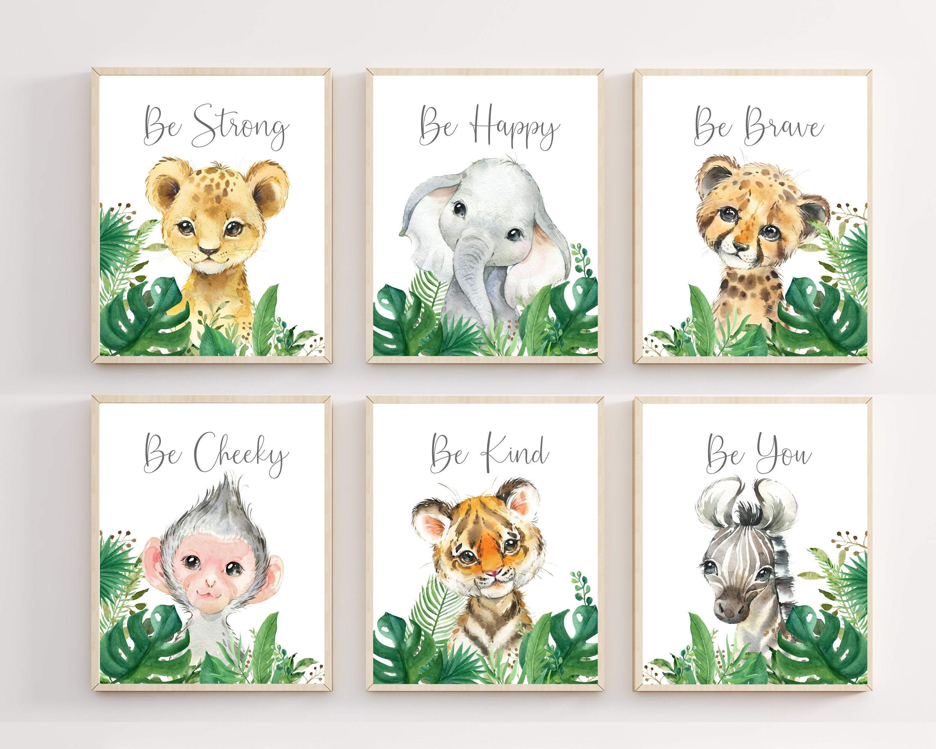 8x10 Safari animal art prints - Nursery decor for baby boy - Watercolor safari animal prints - Set of 6 art prints - Nursery wall art printable nursery art print baby nursery bedroom decor