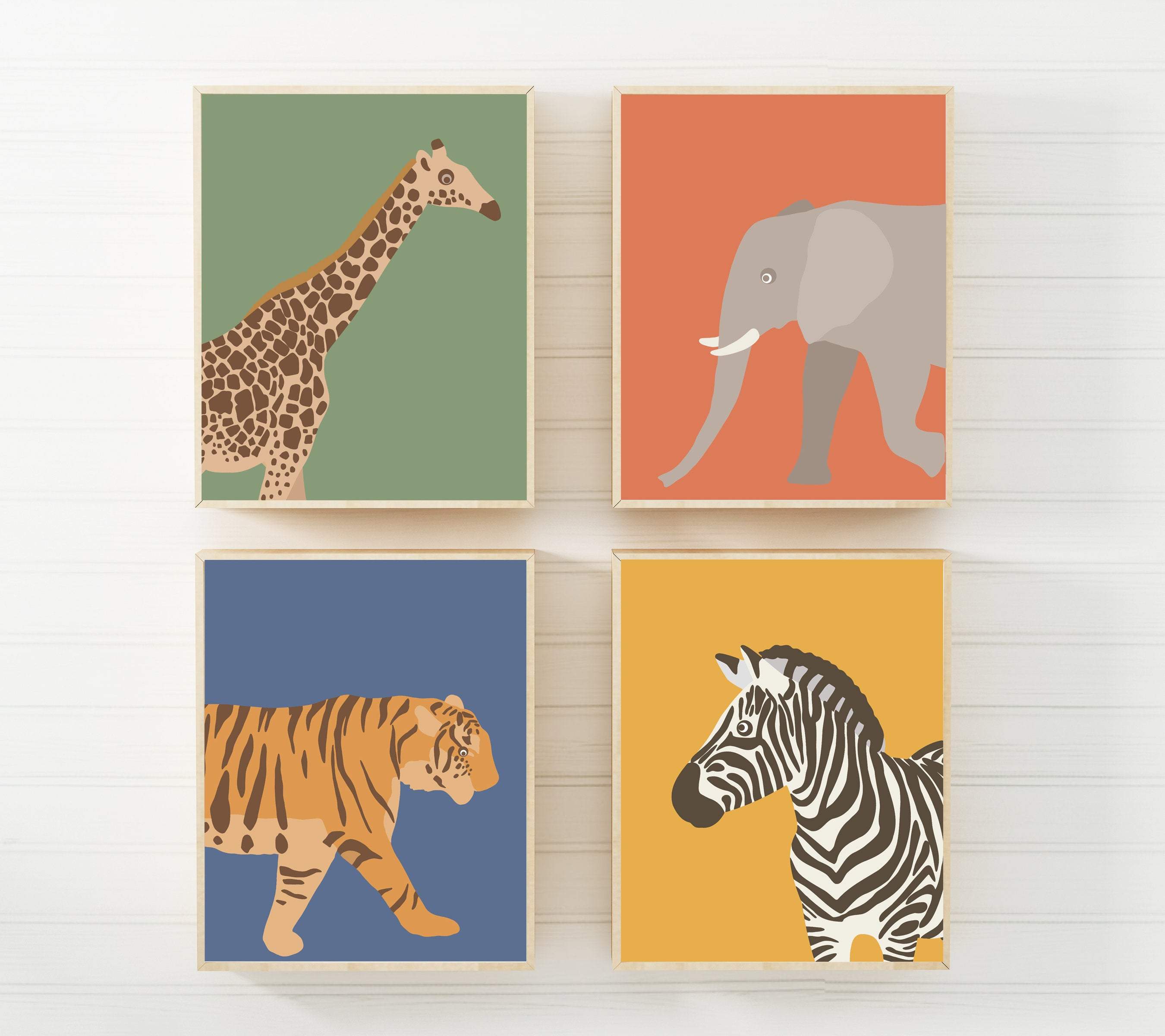 8x10 Safari animal prints - Nursery animal prints - Playroom prints - Safari nursery decor - Animal art print - Kids room decor - Set of 4 -H2329 nursery art print baby nursery bedroom decor