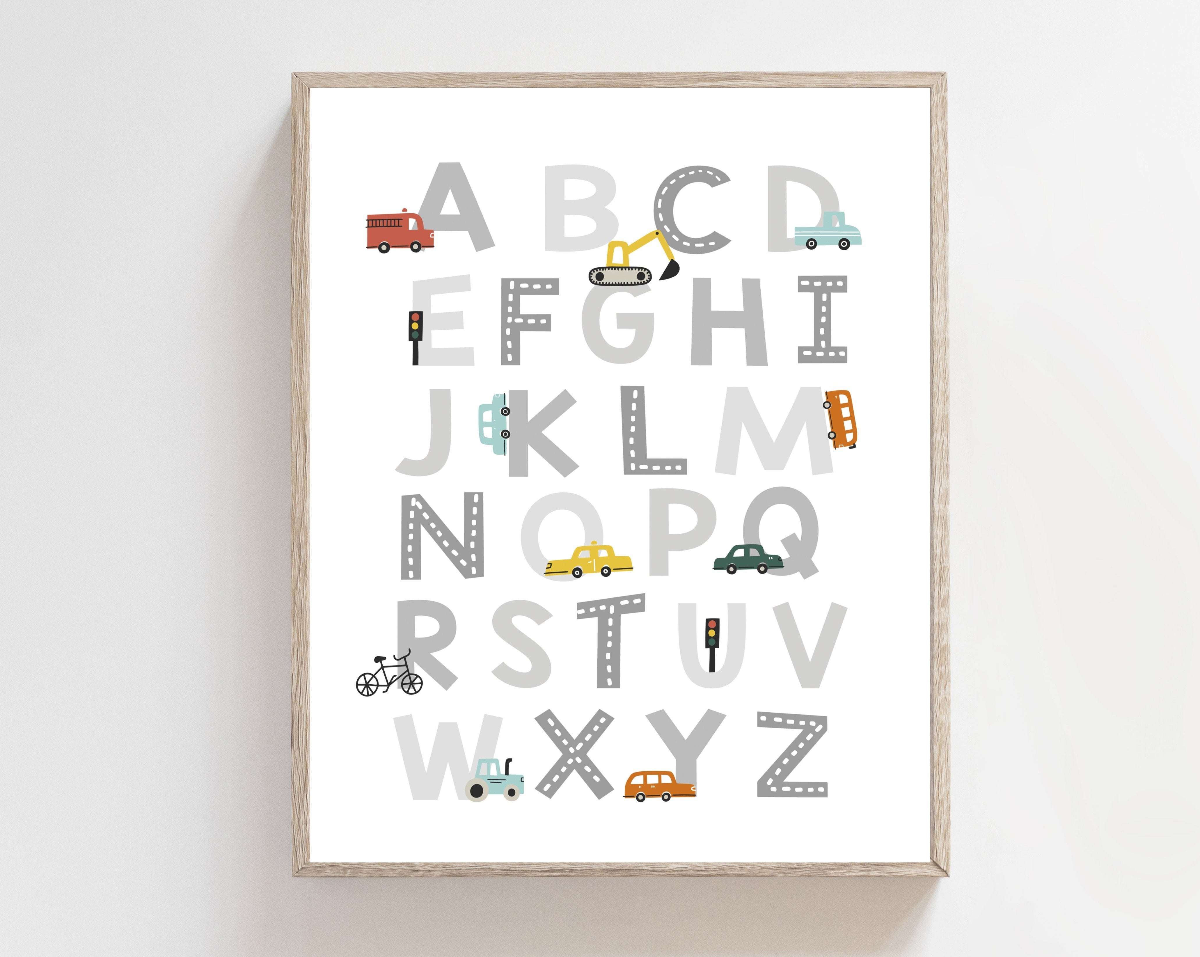 8x10 Transportation Alphabet - Baby boy nursery - Car Alphabet - ABC wall art - Printable abc - Alphabet poster - Car themed wall art - car abc nursery art print baby nursery bedroom decor