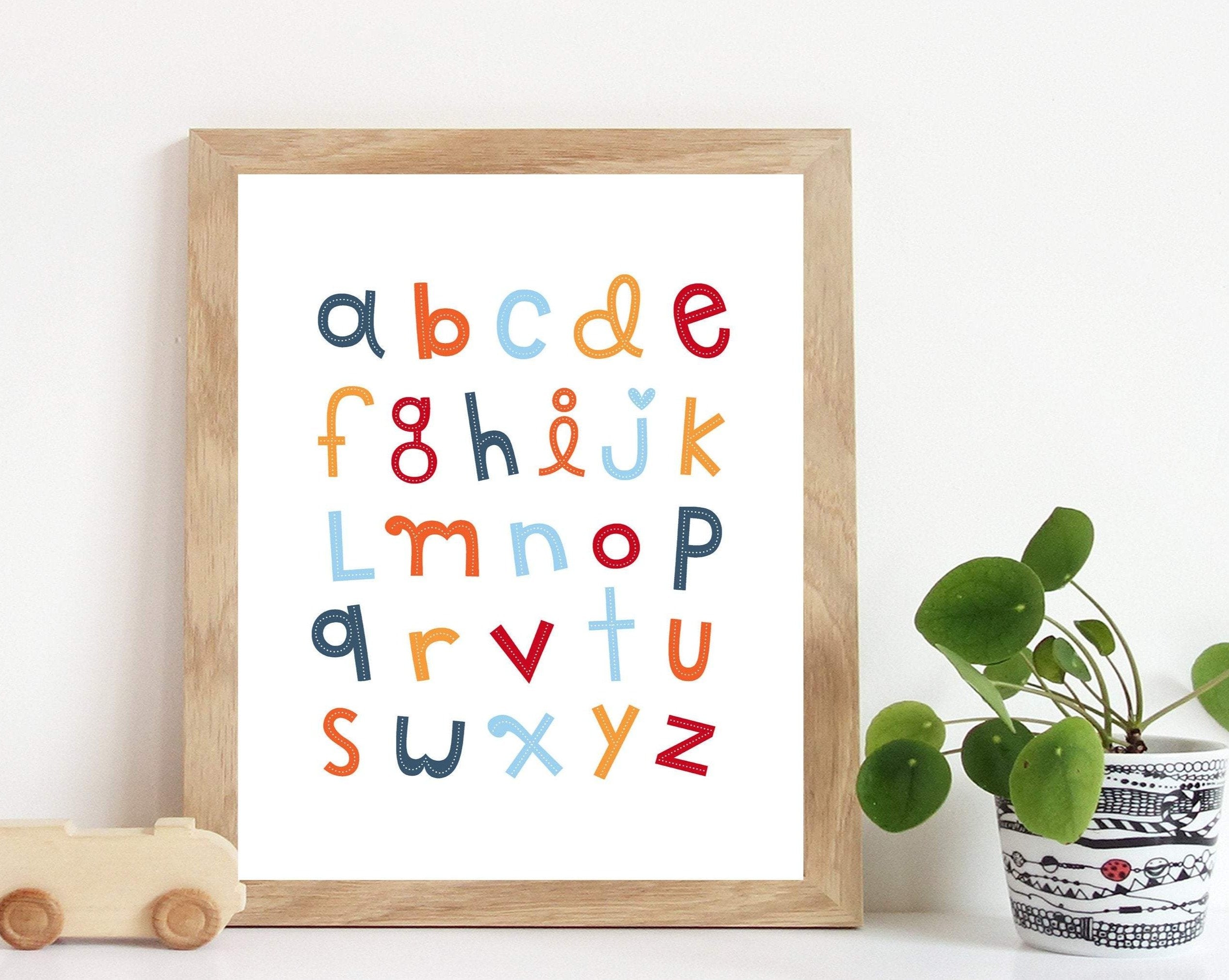 Alphabet prints for nursery | Alphabet wall art nursery art print baby nursery bedroom decor