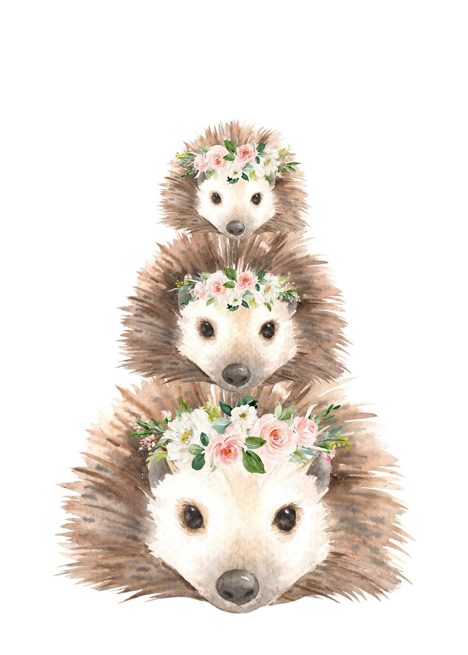 Baby girl woodland nursery decor - Girl nursery prints - Floral nursery decor - Girl woodland animal - Floral nursery print - H1720 nursery art print baby nursery bedroom decor