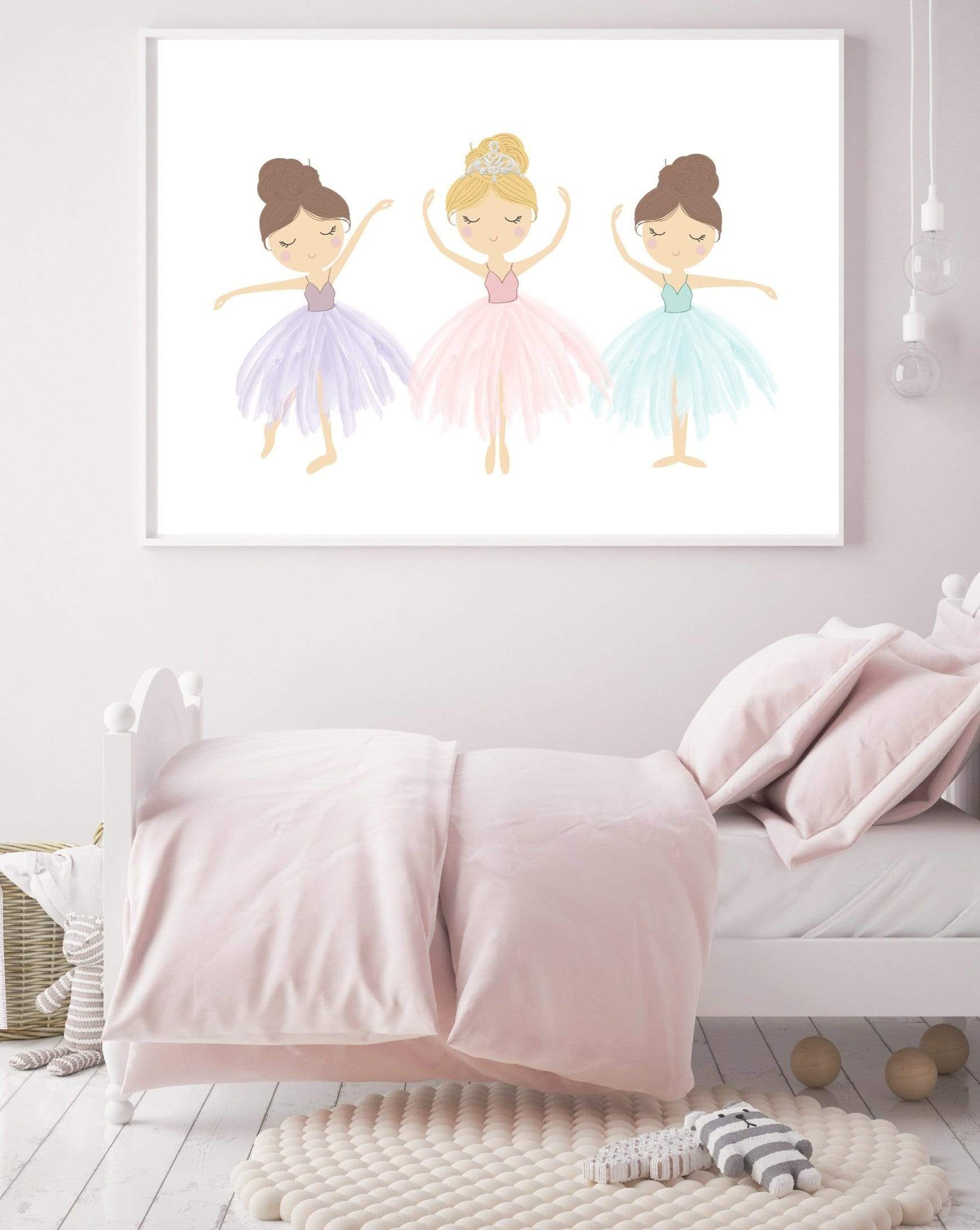 Ballerina Wall Art Set, Little Girl Prints, Ballet Nursery Decor,  Watercolor Pink Ballerina Print, Girl Nursery Decor 